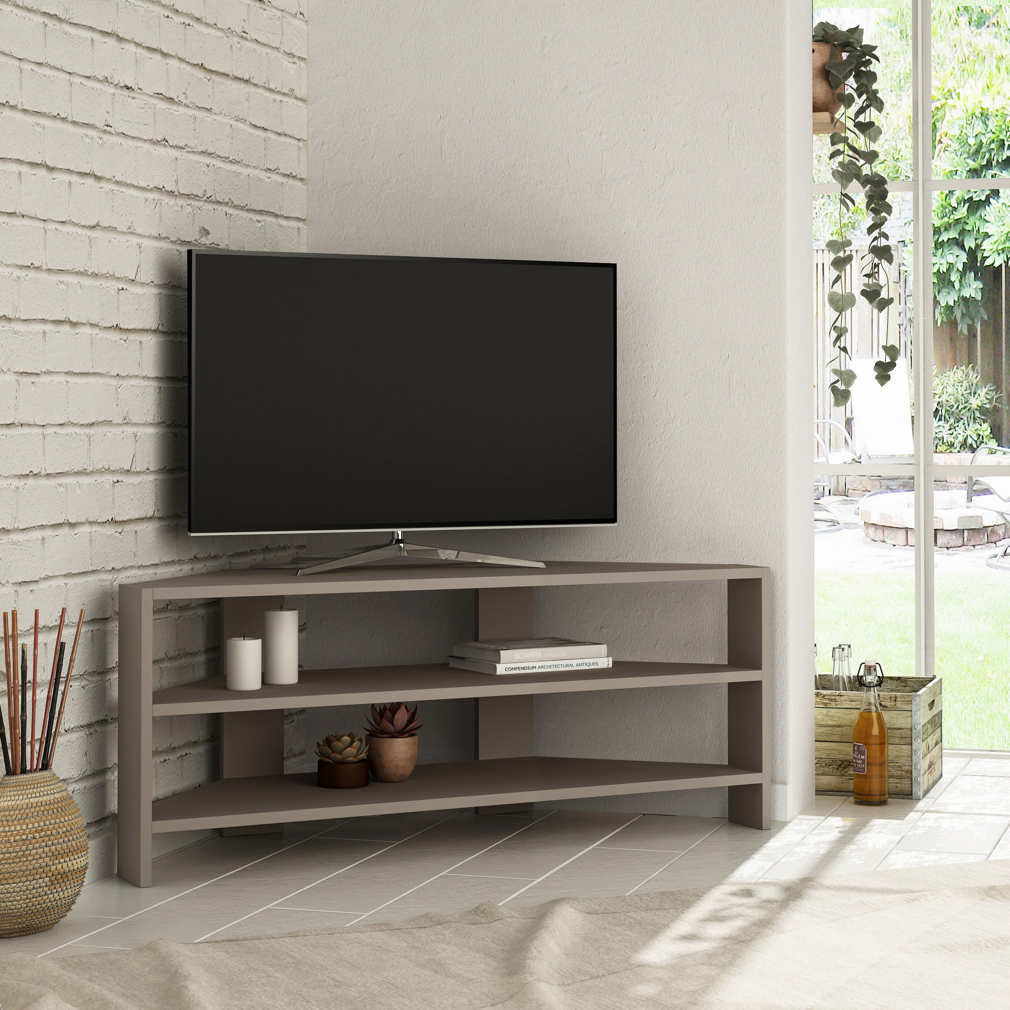 Comoda tv, Hanah Home, pal melaminat, mocha deschis, 114x45x36 cm — imaginea 3