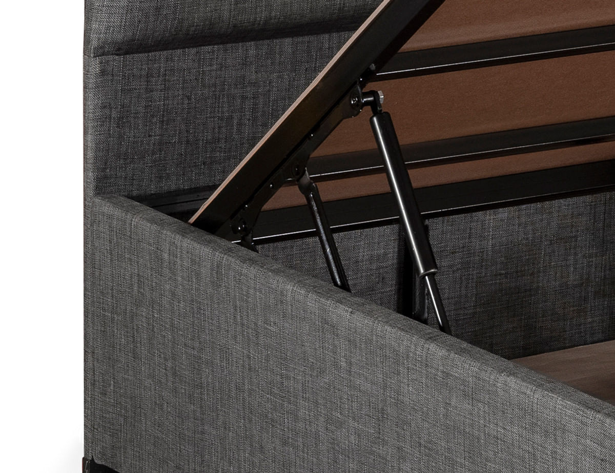 Somiera cu tablie, Hanah Home, otel si mdf, gri, 100x200 cm — imaginea 3