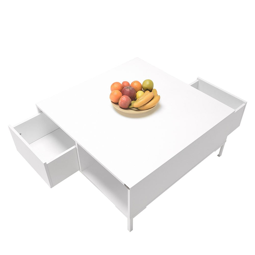 Masuta de cafea, Hanah Home, pal melaminat, alb diamant, 90x90x42 cm — imaginea 2