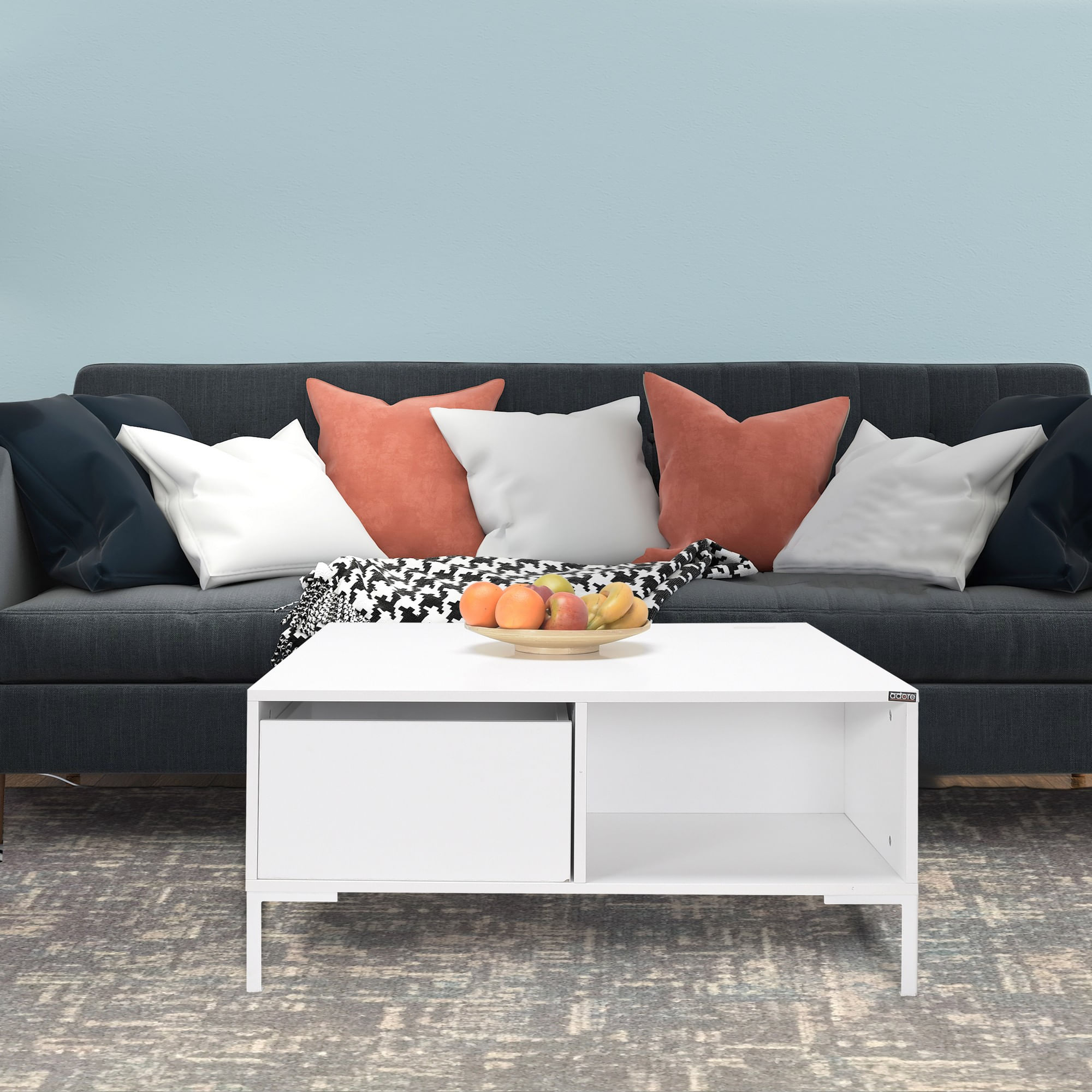 Masuta de cafea, Hanah Home, pal melaminat, alb diamant, 90x90x42 cm — imaginea 8