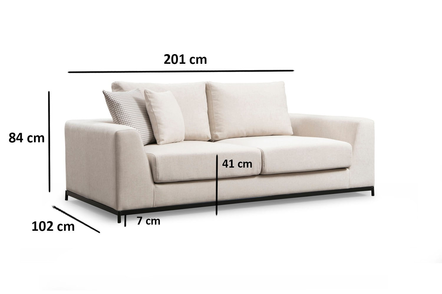 Canapea 2 locuri, Hanah Home, lemn fag si pal, bej, 201x102x84 cm — imaginea 4