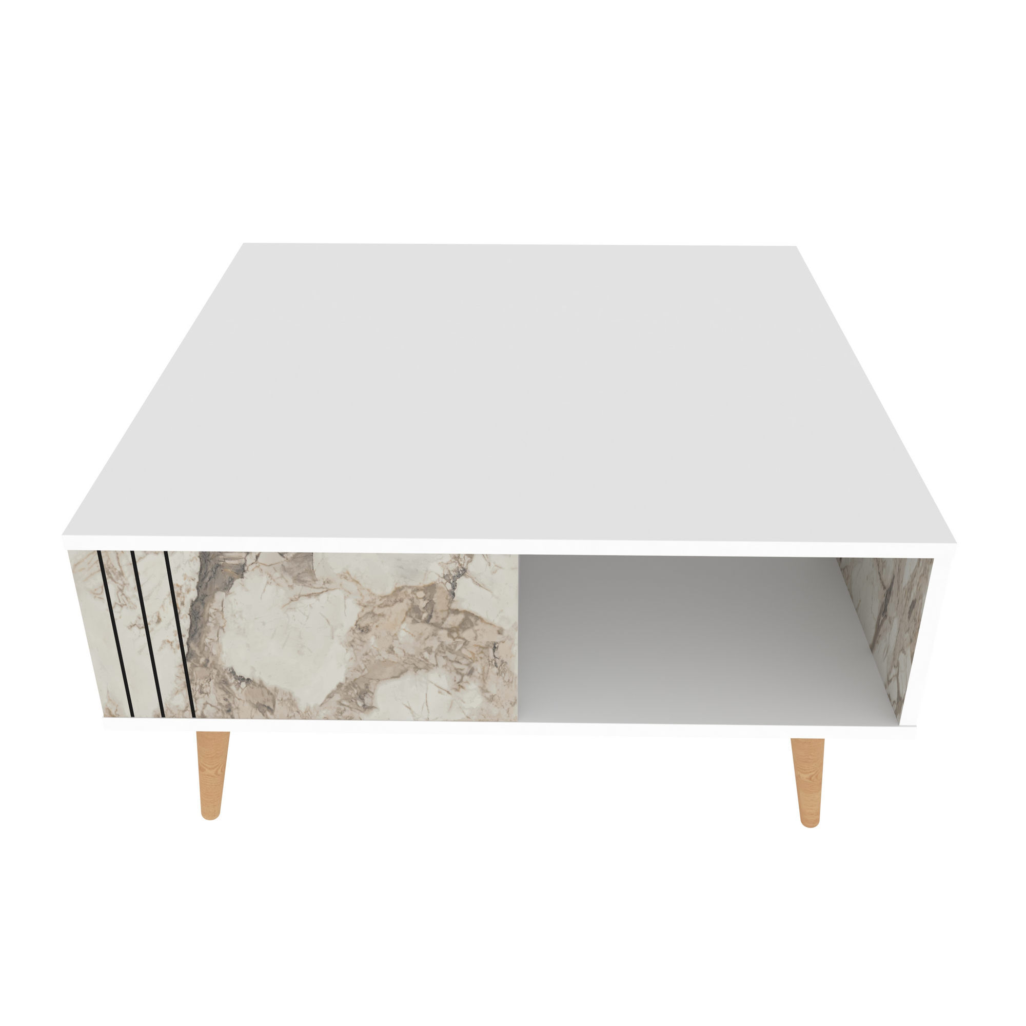 Masuta de cafea, Hanah Home, panou aglomerat cu melamina, alb, 89.6x89.6x46.5 cm — imaginea 5