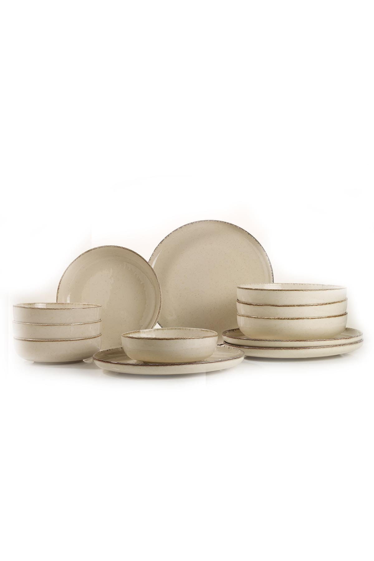 Set de masa, Hermia, portelan, crem, 12 piese