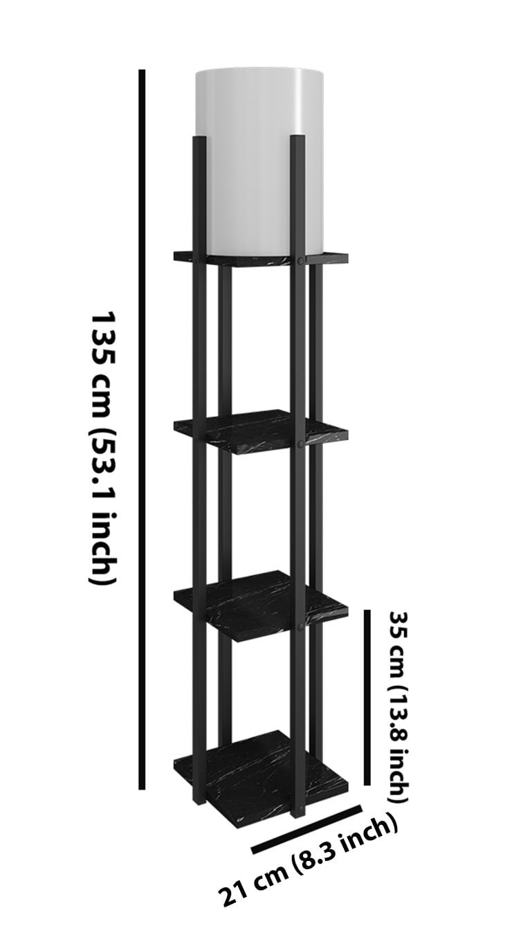 Lampadar, Opviq, lemn compozit si mdf, abajur textil, negru, 135 cm