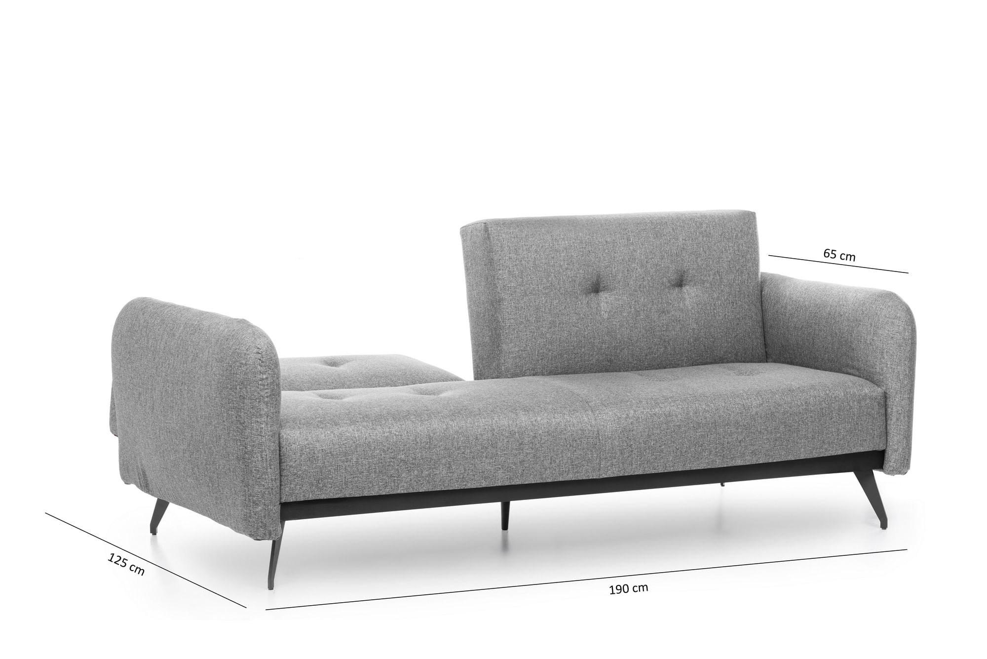 Canapea extensibila, Atelier Del Sofa, structura metalica, stofa in, gri, 190x125 cm — imaginea 6