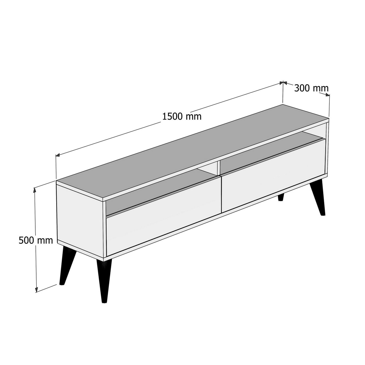 Comoda tv, Hanah Home, pal melaminat, nuc, 150x50x30 cm, 845HCT5507 — imaginea 2