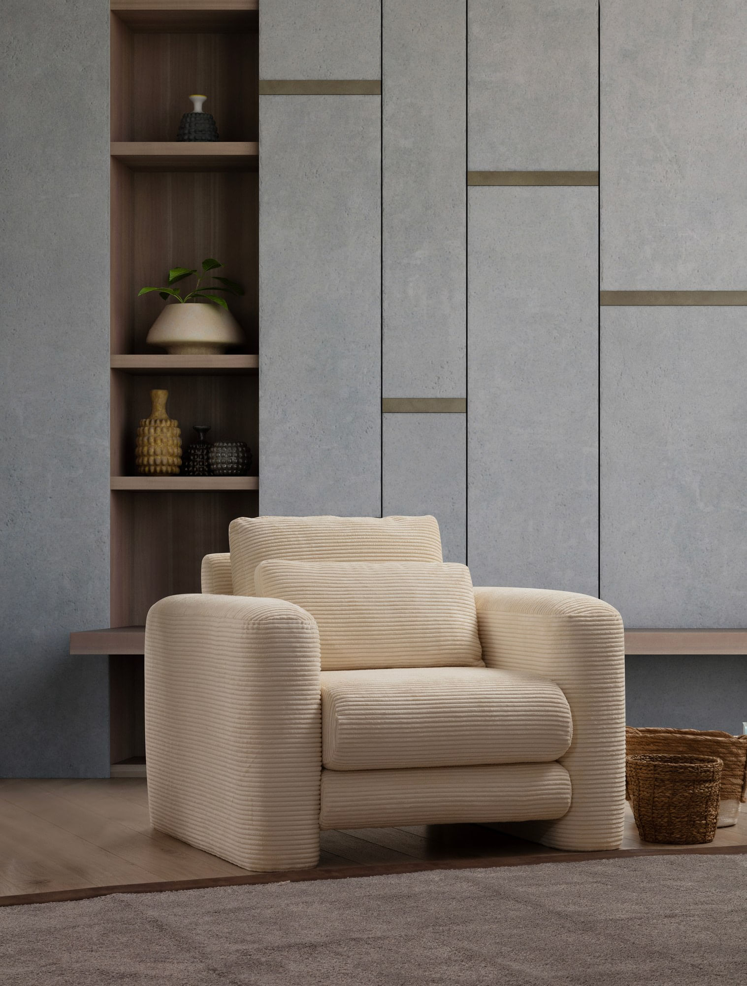 Fotoliu, Atelier Del Sofa, lemn fag si pal, bej, 98x97x73 cm — imaginea 4