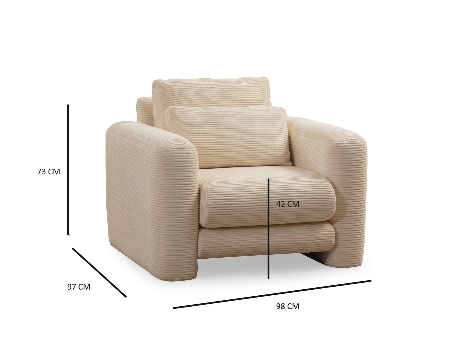 Fotoliu, Atelier Del Sofa, lemn fag si pal, bej, 98x97x73 cm — imaginea 6