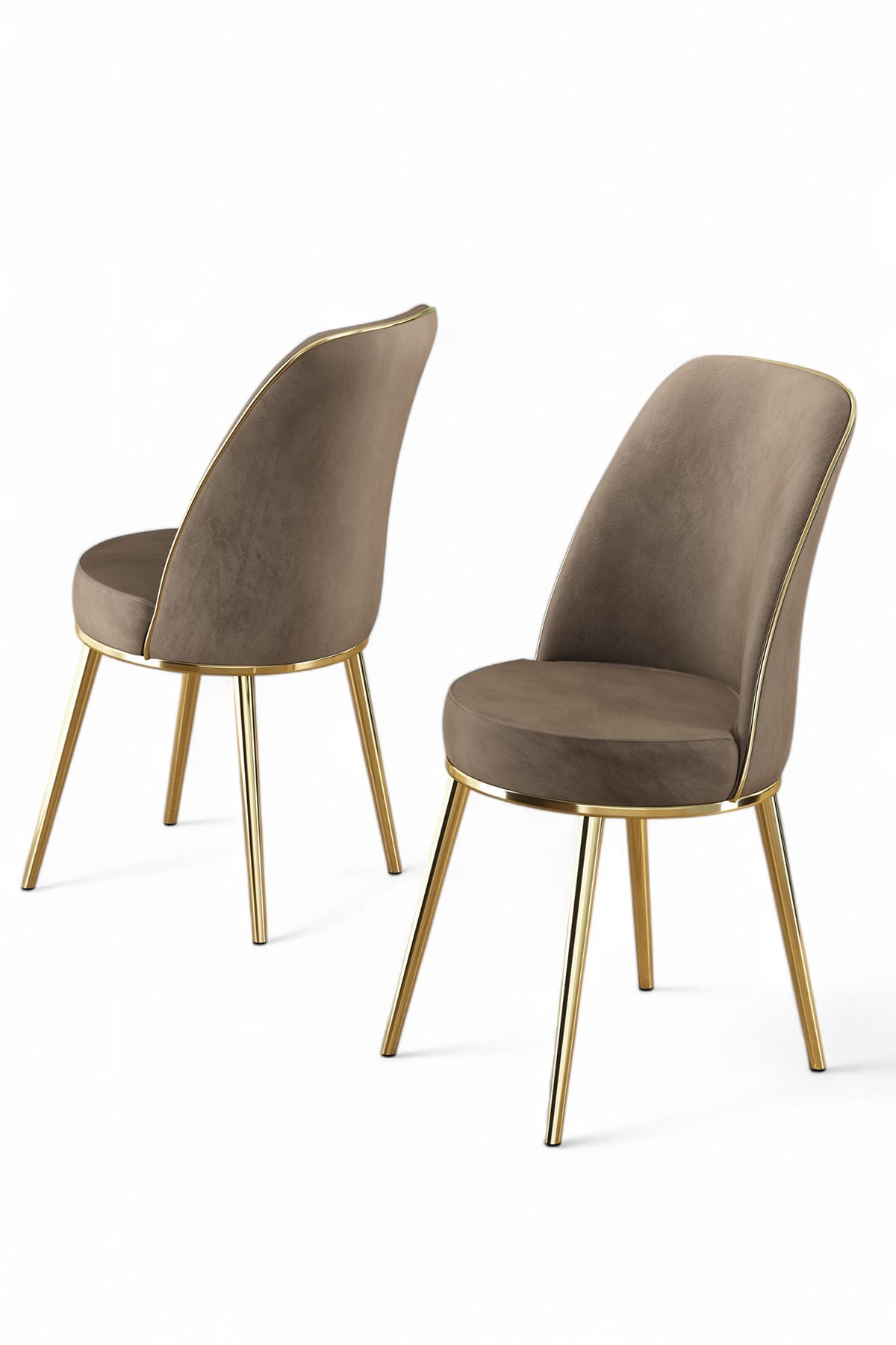 Set scaune, Hanah Home, metal, cappuccino si auriu, 45x42x91 cm, 4 piese, 240CHR1553 — imaginea 3