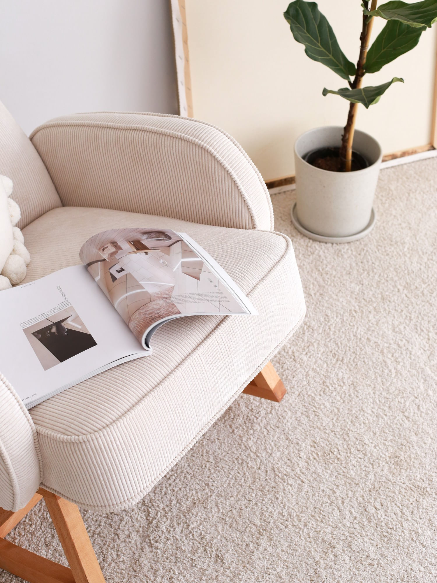 Fotoliu, Atelier Del Sofa, catifea, alb, 75x91x91 cm — imaginea 7