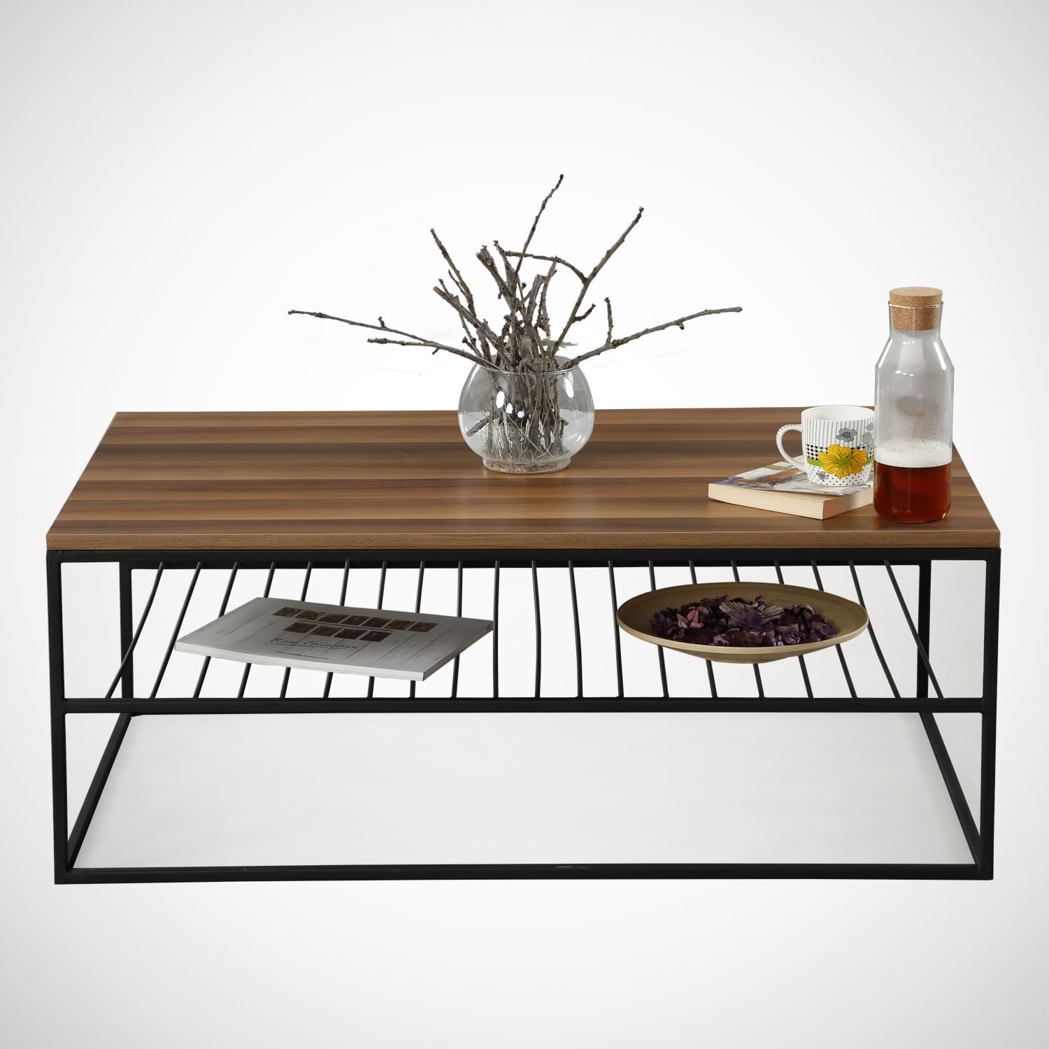 Masuta de cafea, Hanah Home, panou aglomerat melaminat, nuc, 95x55x43 cm — imaginea 3