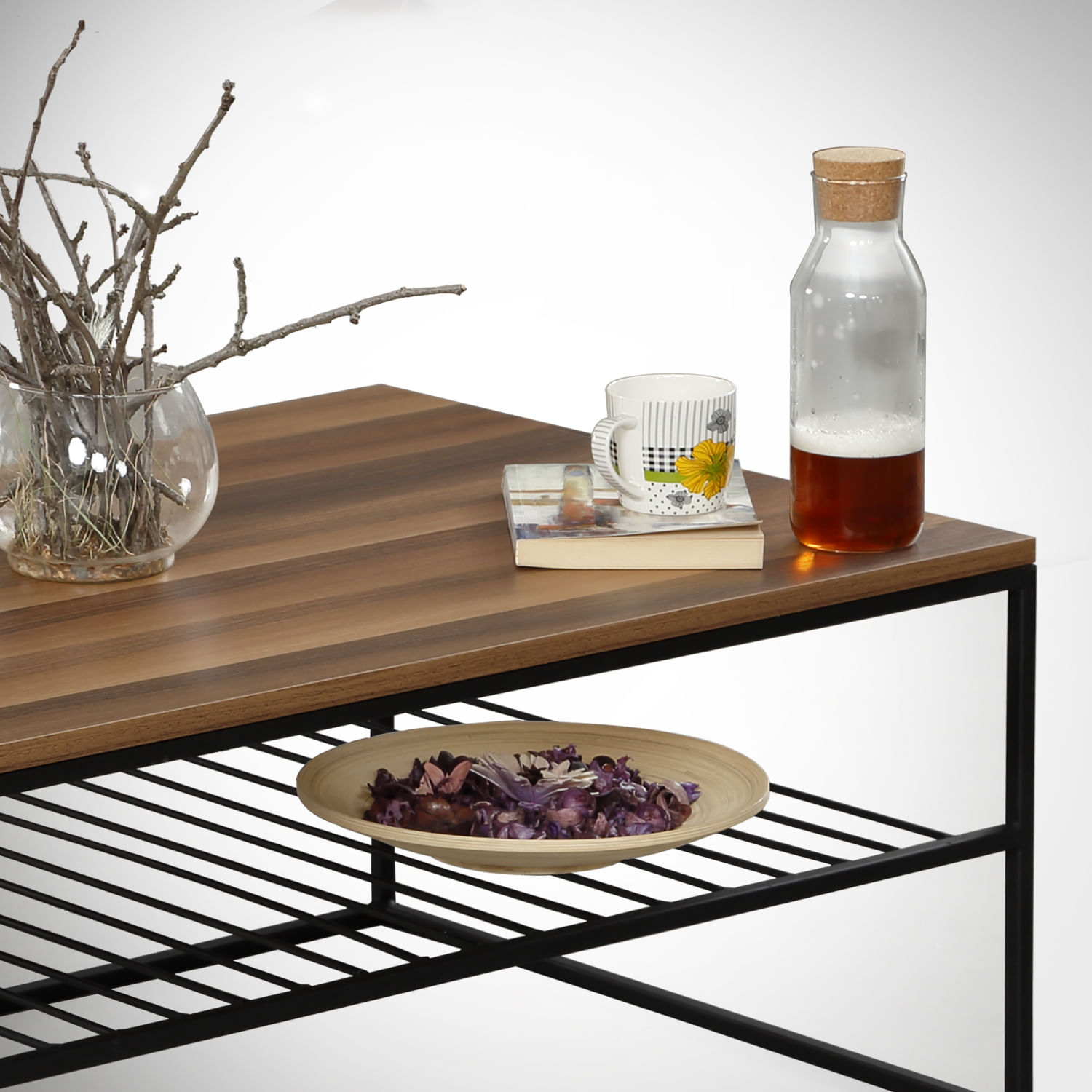 Masuta de cafea, Hanah Home, panou aglomerat melaminat, nuc, 95x55x43 cm — imaginea 4