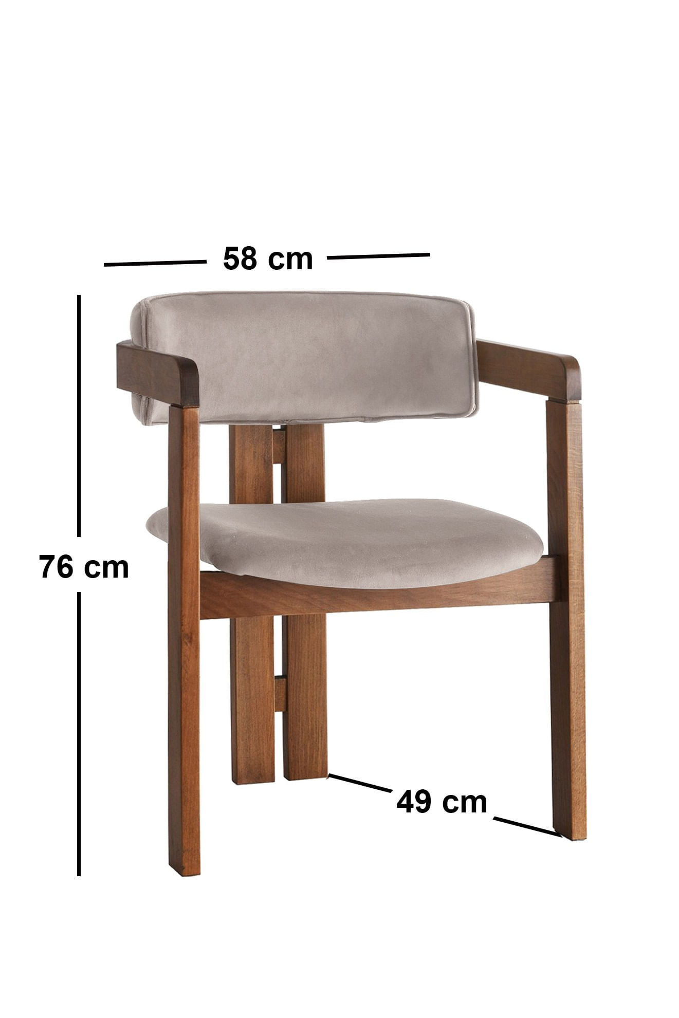 Fotoliu, Hanah Home, catifea, nuc si maro deschis, 58x49x76 cm — imaginea 3