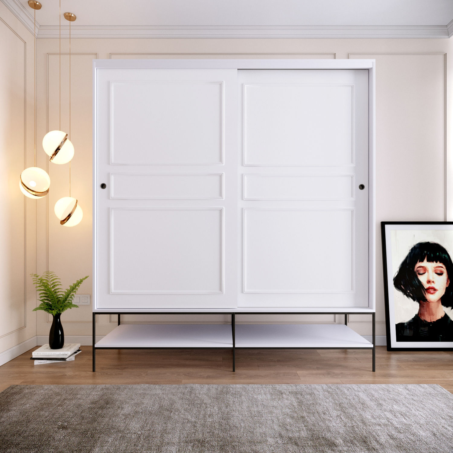 Sifonier, Hanah Home, pal melaminat, alb, 190x57x200 cm — imaginea 9