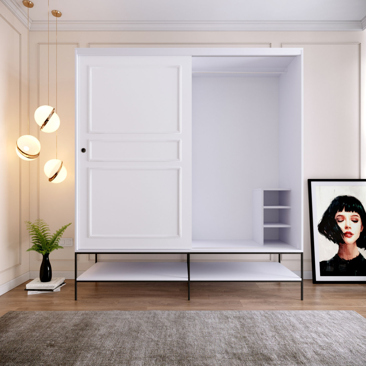 Sifonier, Hanah Home, pal melaminat, alb, 190x57x200 cm — imaginea 11