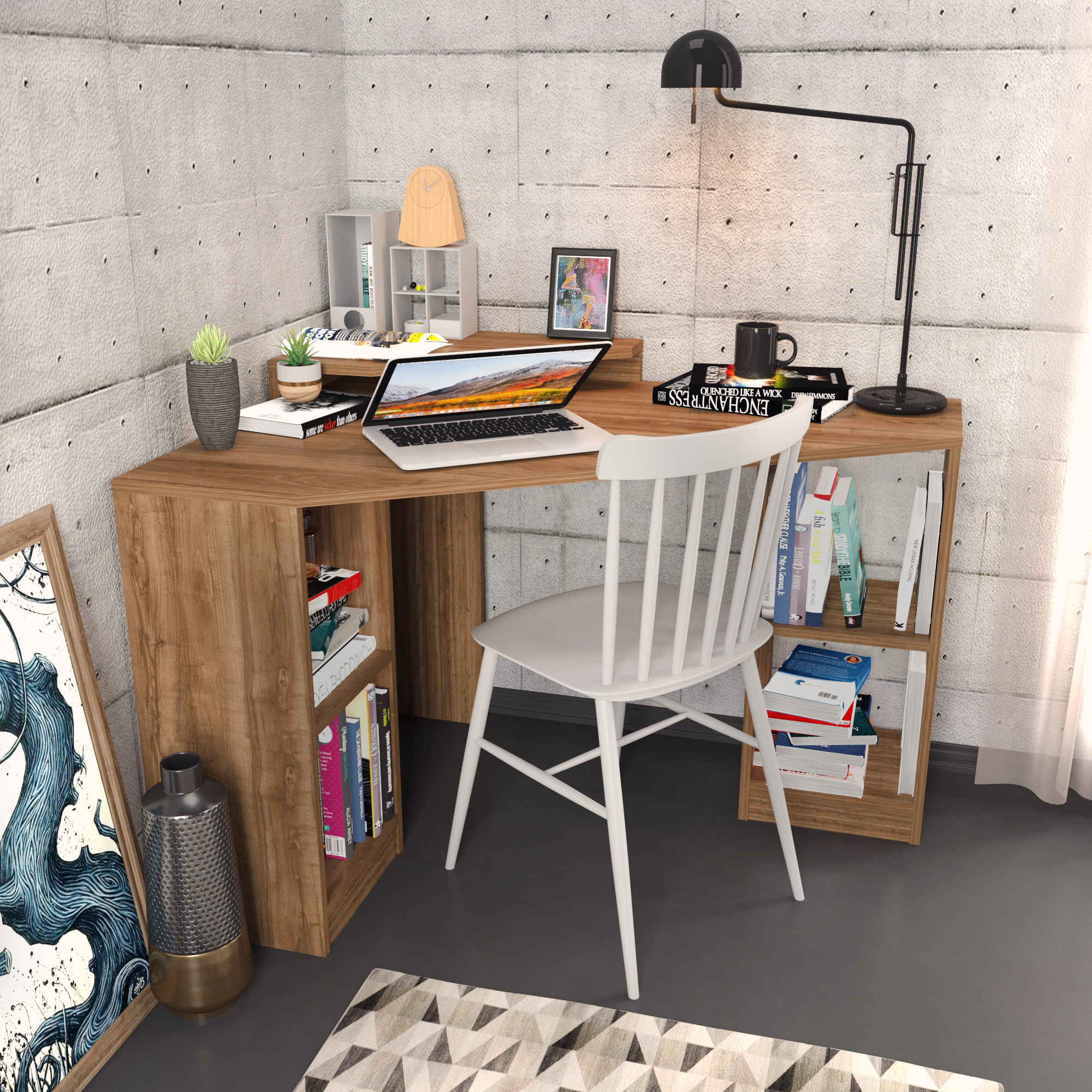 Birou, Hanah Home, pal melaminat, nuc, 120x90x76.8 cm — imaginea 2