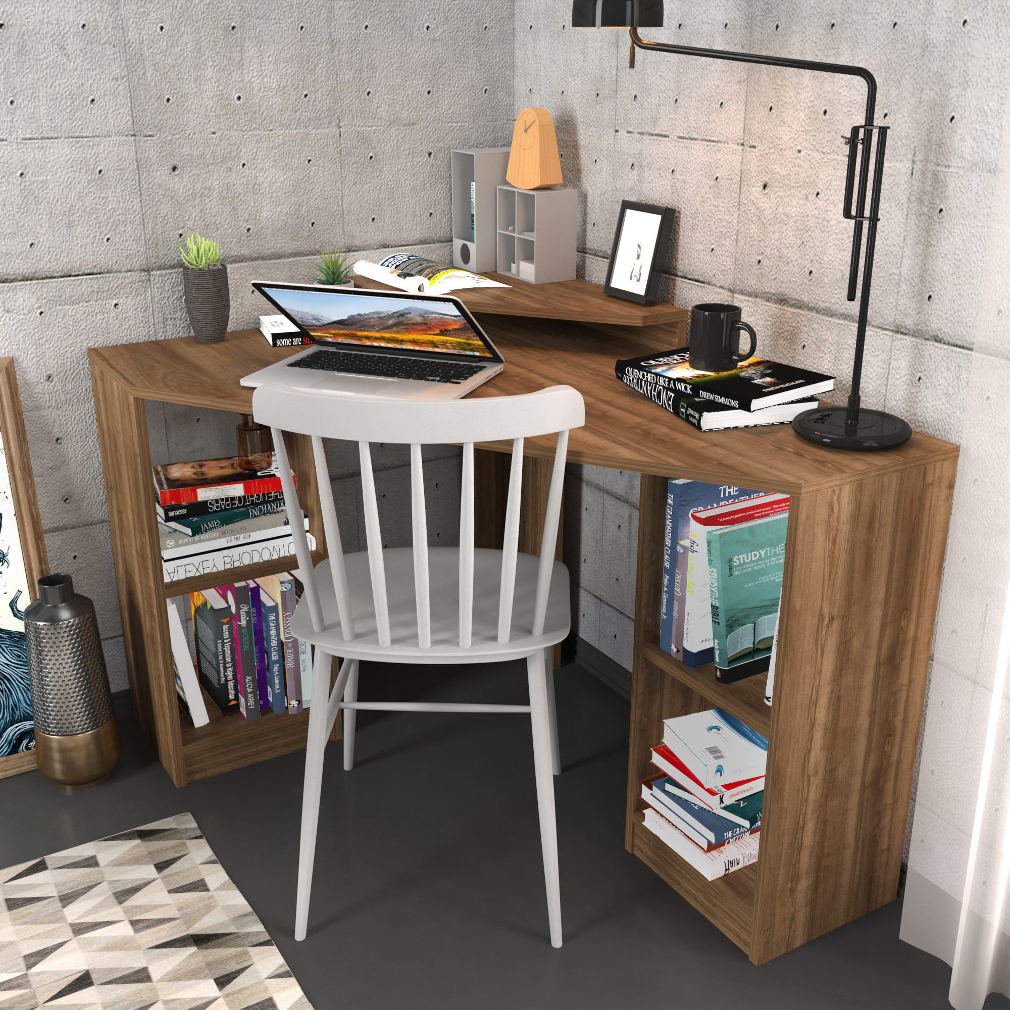 Birou, Hanah Home, pal melaminat, nuc, 120x90x76.8 cm — imaginea 3