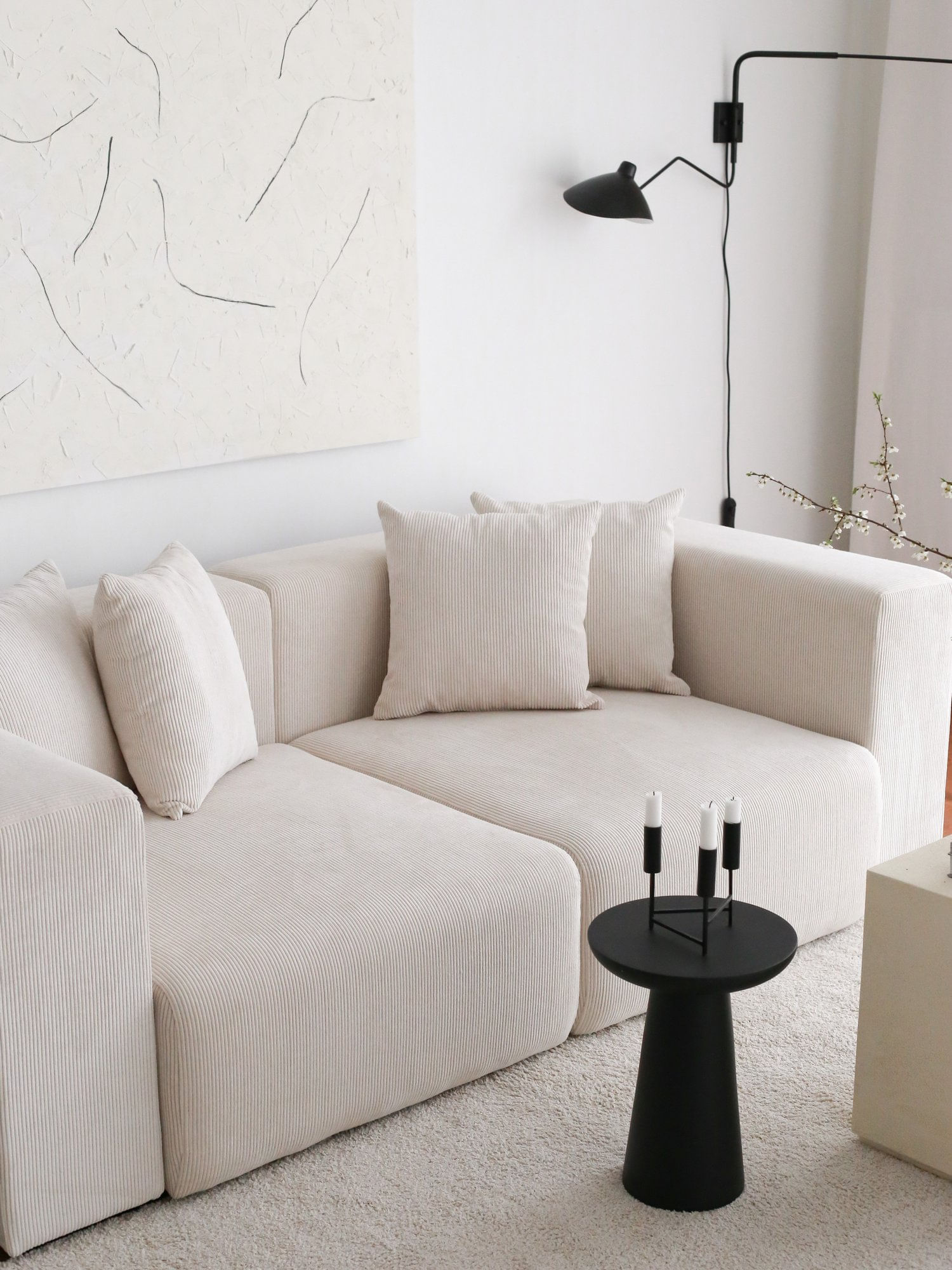 Canapea 3 locuri, Atelier Del Sofa, catifea, alb, 222x110x89 cm — imaginea 6