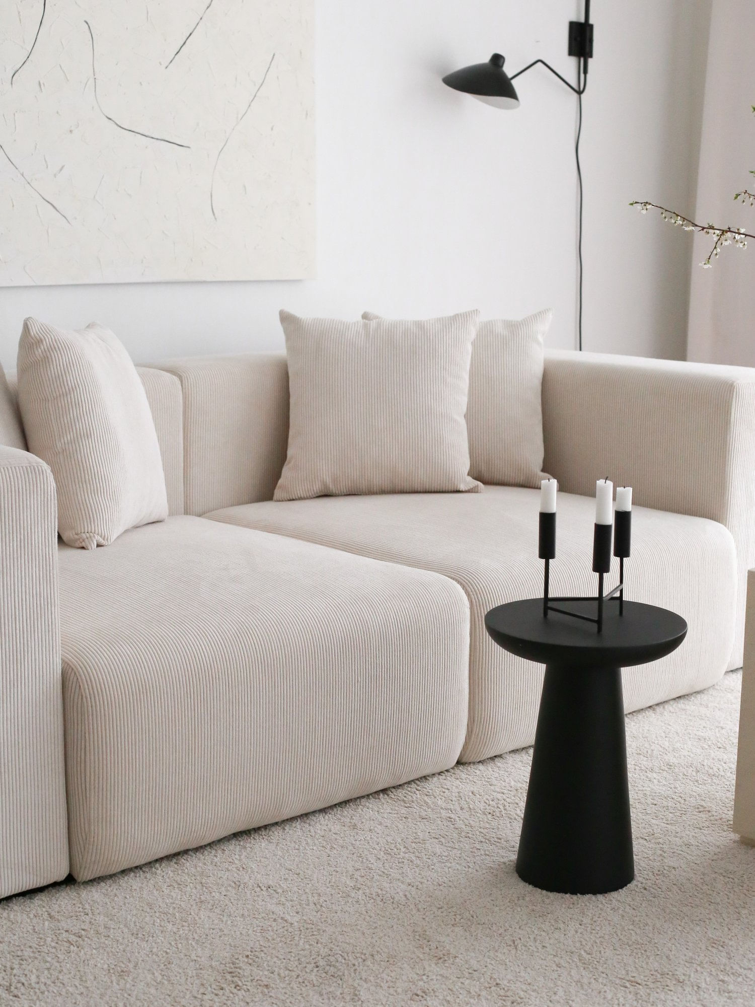 Canapea 3 locuri, Atelier Del Sofa, catifea, alb, 222x110x89 cm — imaginea 9
