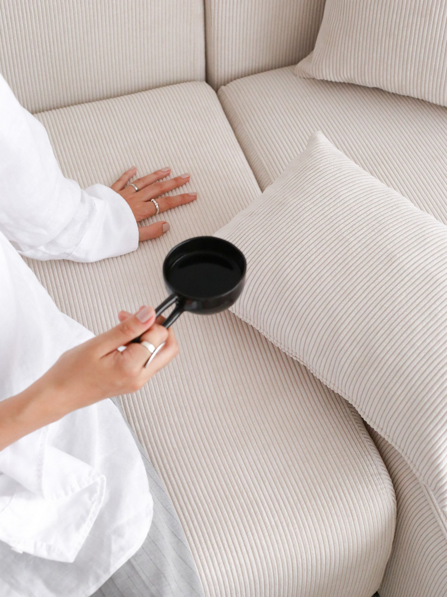 Canapea 3 locuri, Atelier Del Sofa, catifea, alb, 222x110x89 cm — imaginea 10