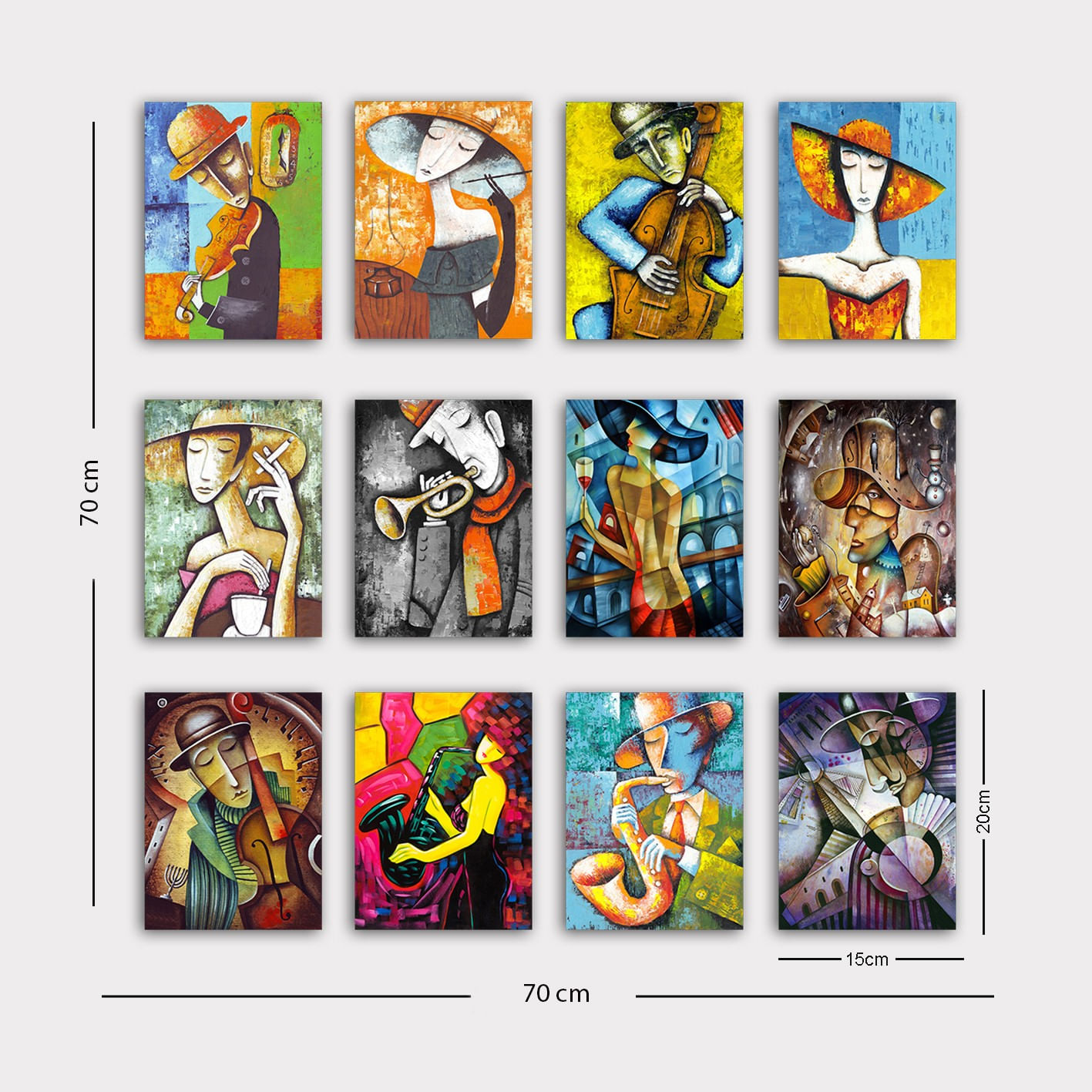 Set tablouri decorative, Wallxpert, mdf, multicolor, 20x15 cm, 12 bucati, 364LUL1461