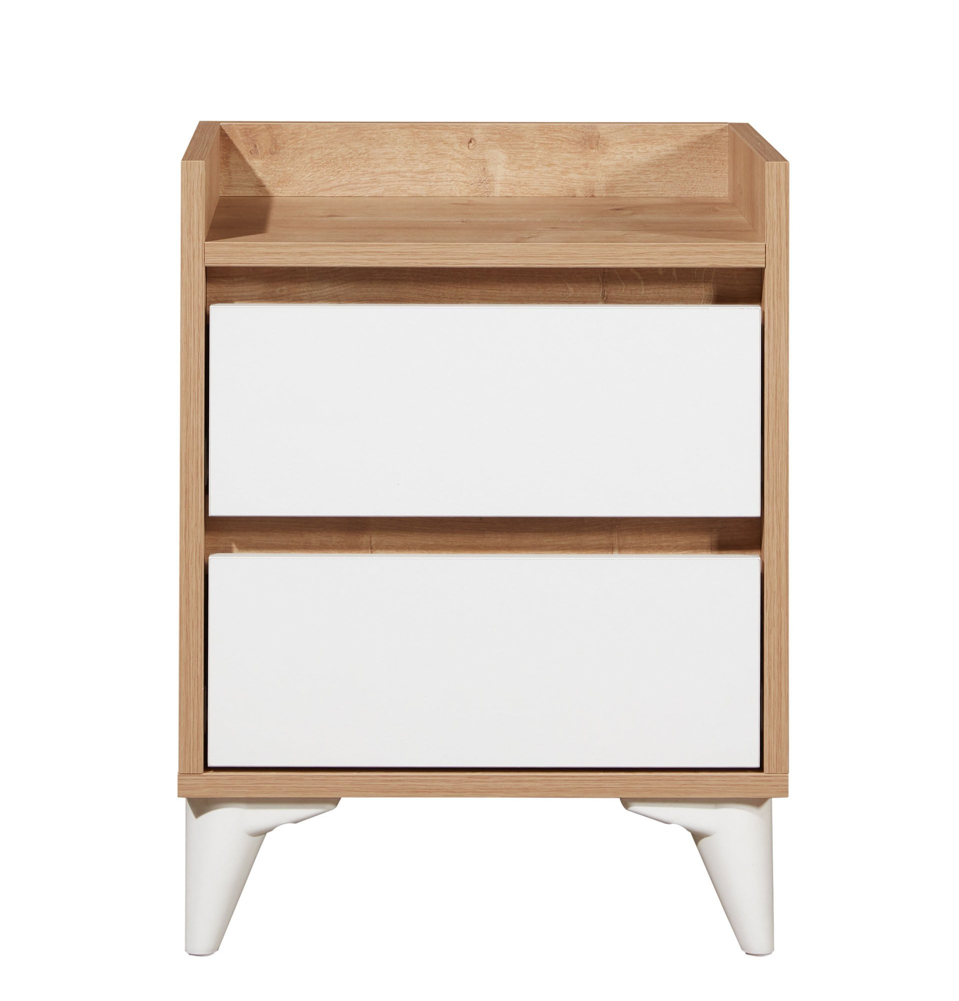 Noptiera, Hanah Home, pal melaminat, stejar safir si alb, 45x40x59 cm — imaginea 4