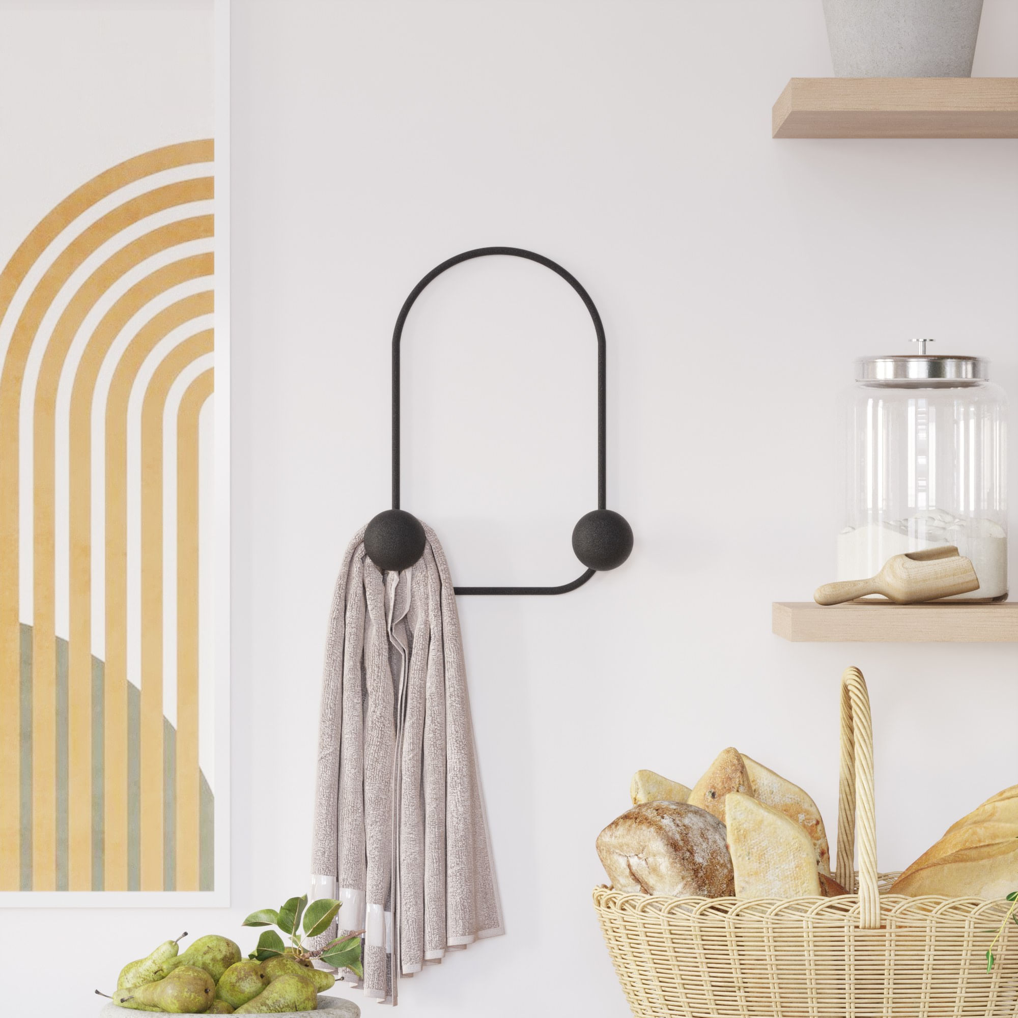 Carlig de perete, Wallxpert, metal, negru, 25x7x33 cm — imaginea 6