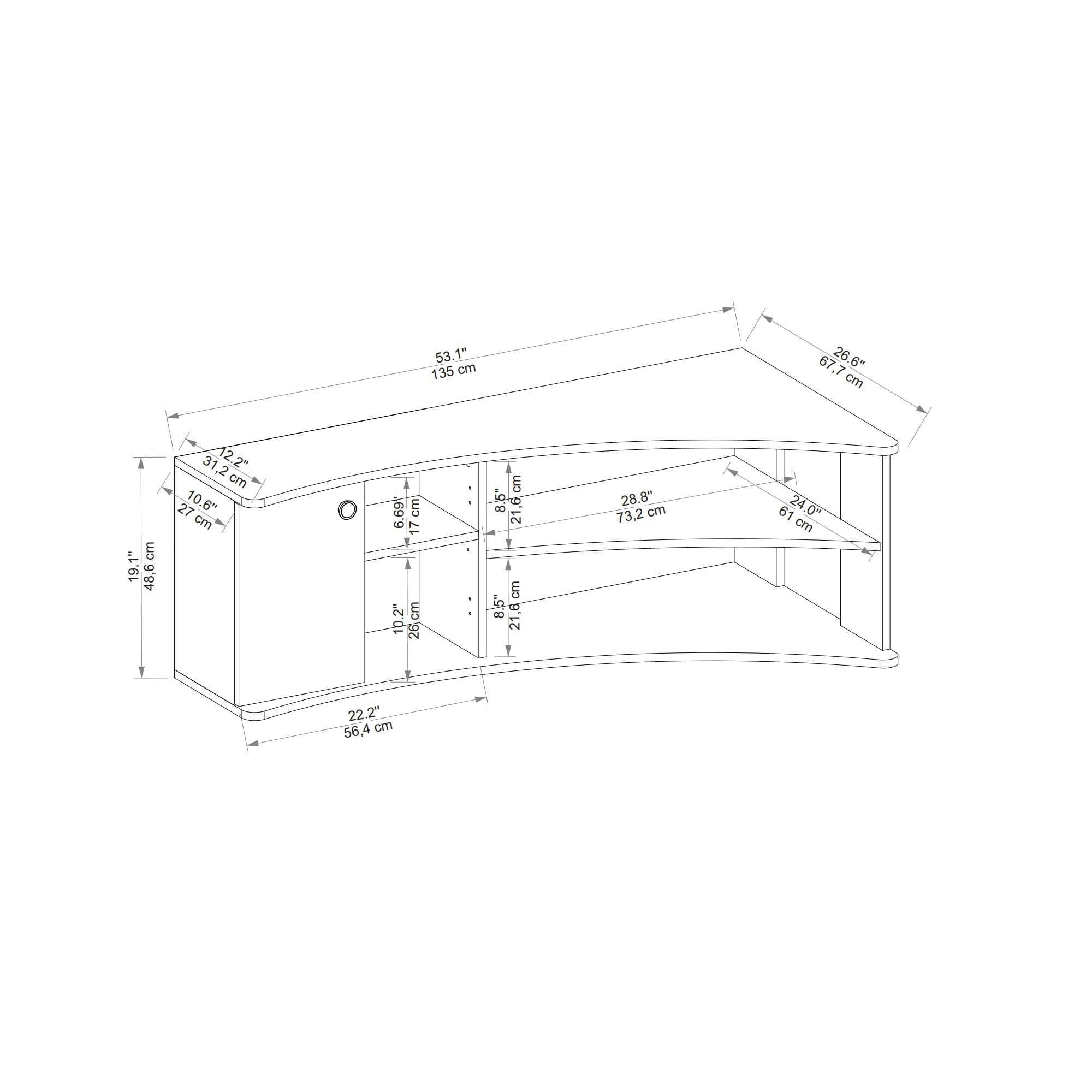 Comoda tv, Hanah Home, pal melaminat, pin atlantic si antracit, 135x67.7x48.6 cm