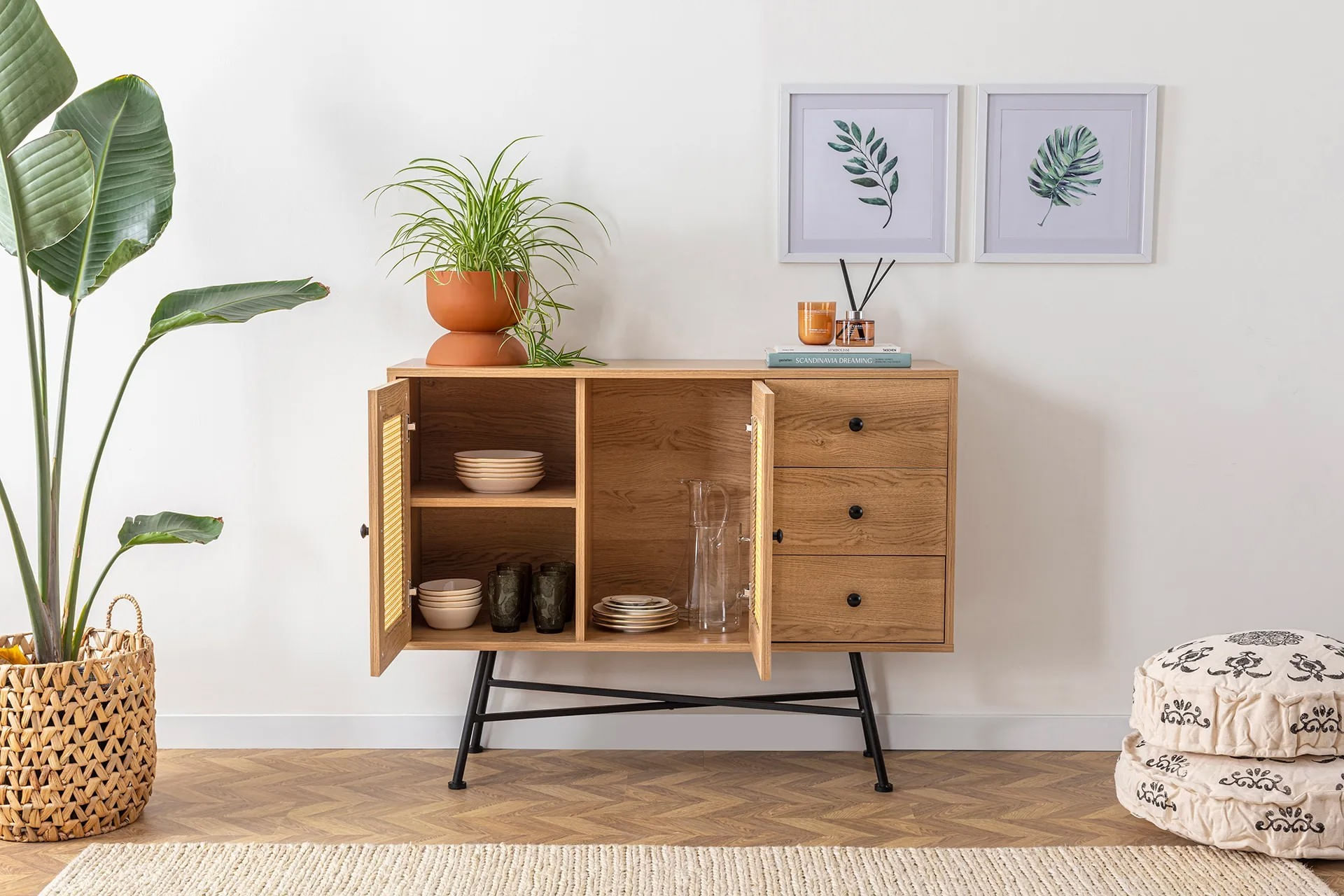 Consola, Hanah Home, pal melaminat, natural, 120x40x90 cm — imaginea 2