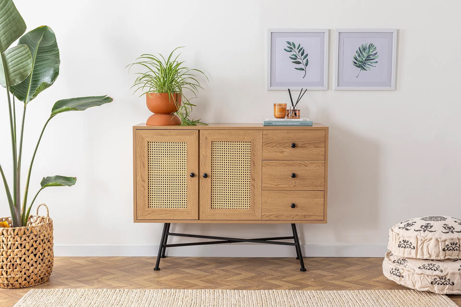 Consola, Hanah Home, pal melaminat, natural, 120x40x90 cm — imaginea 11