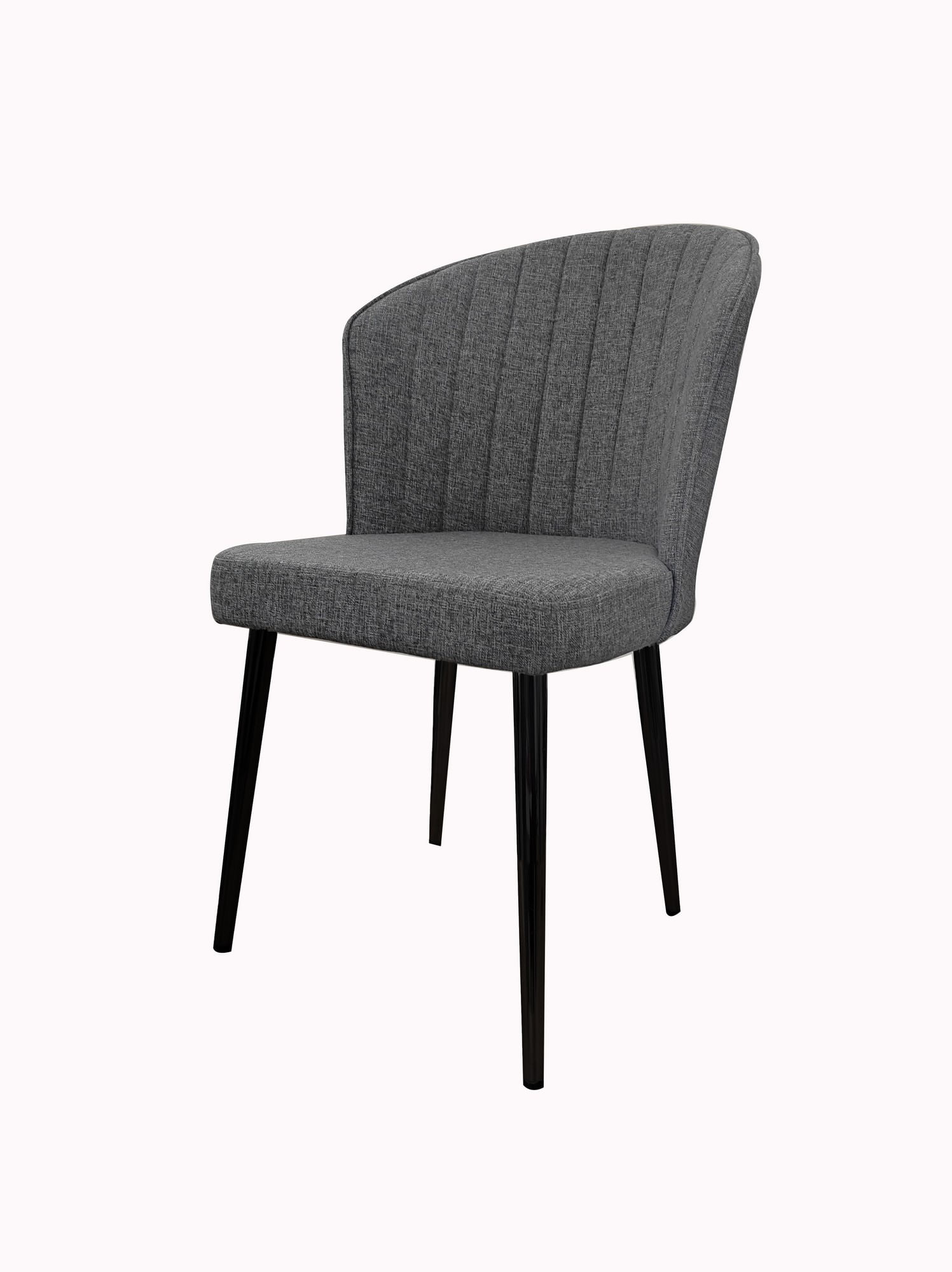 Set scaune, Hanah Home, tesatura tivoli, gri si negru, picioare metalice, 52x42x85 cm, 2 bucati