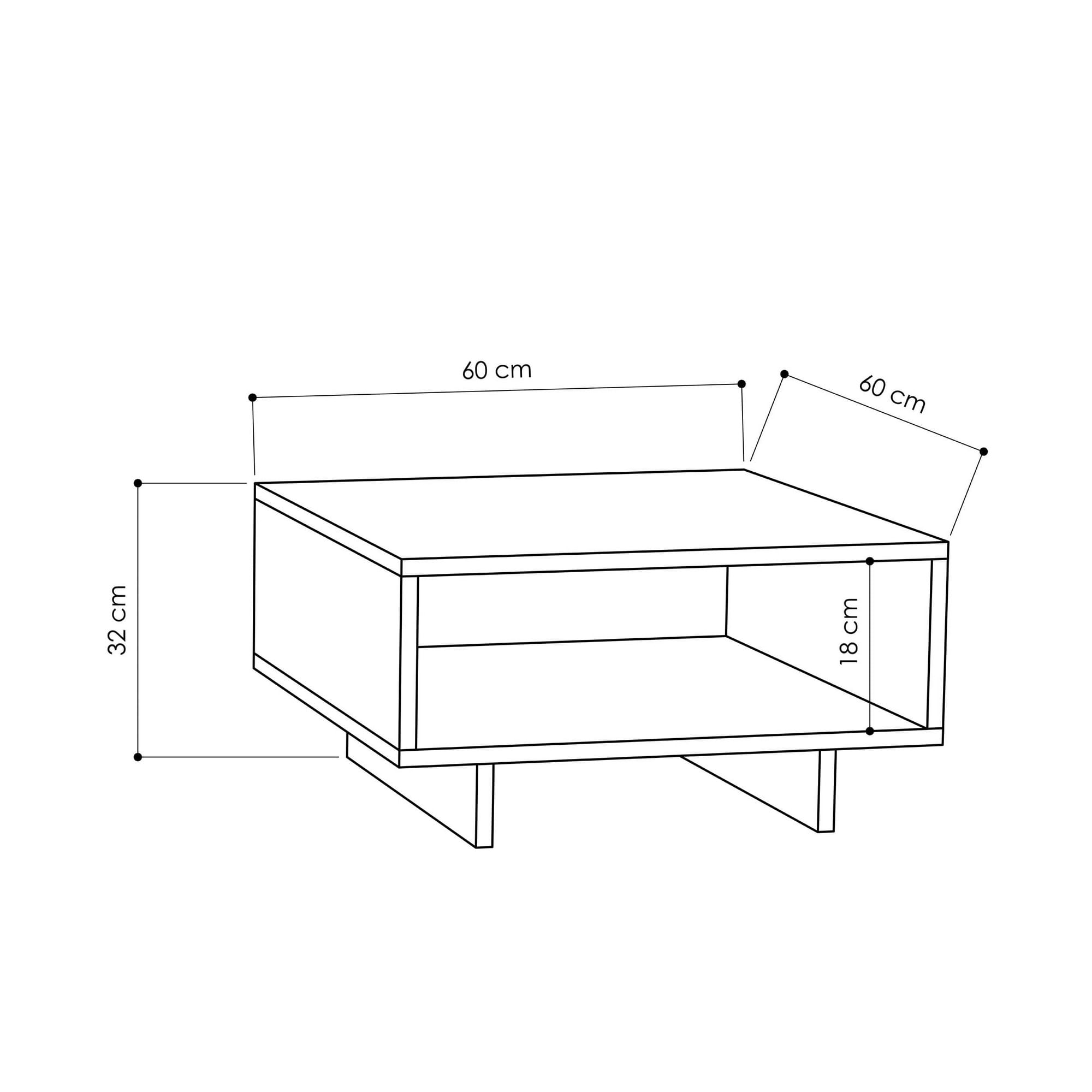 Masuta de cafea, Hanah Home, pal melaminat, stejar si antracit, 60x60x32 cm