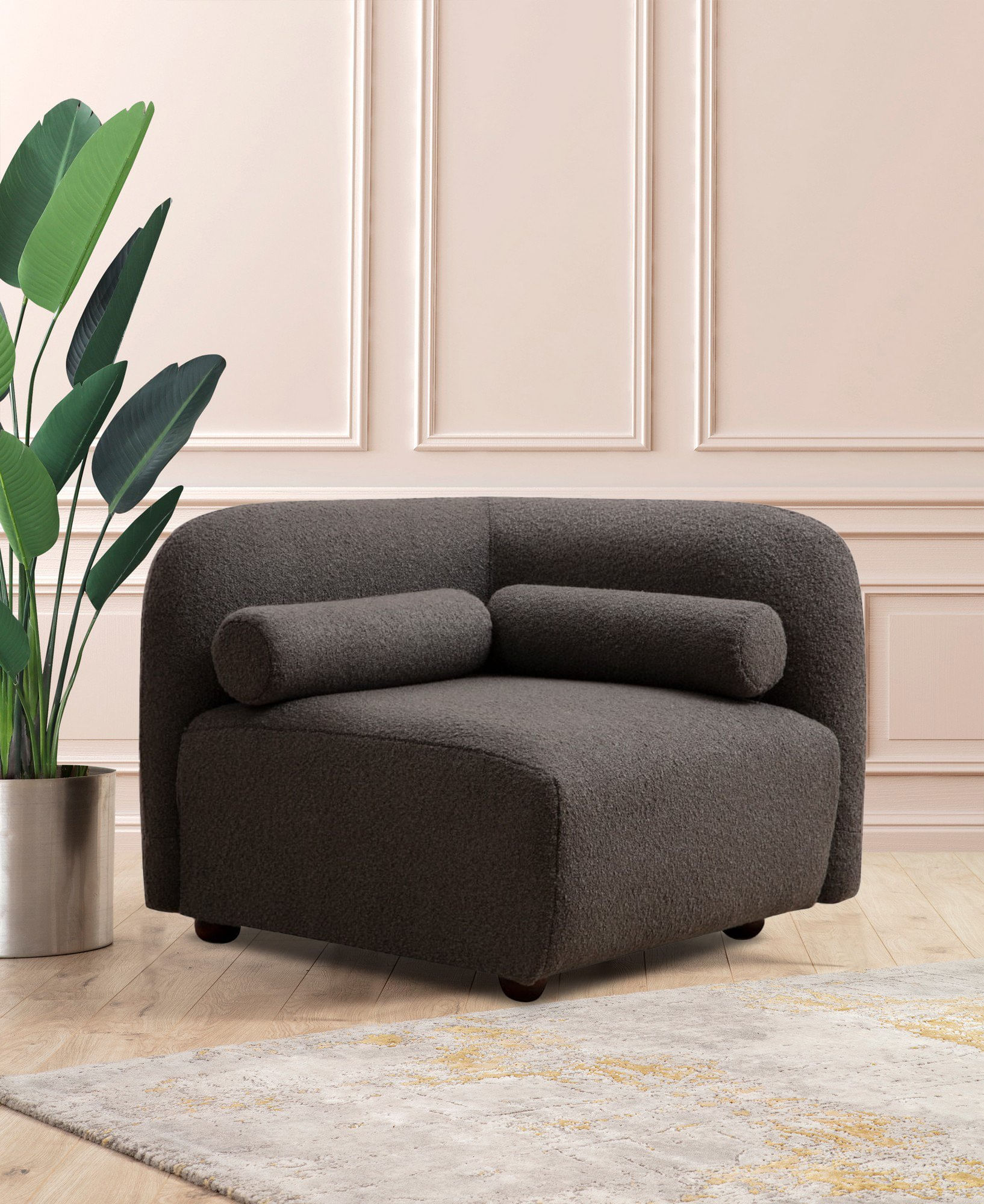 Fotoliu, Atelier Del Sofa, lemn de fag si placi aglomerate, gri inchis, 90x90x74 cm — imaginea 3
