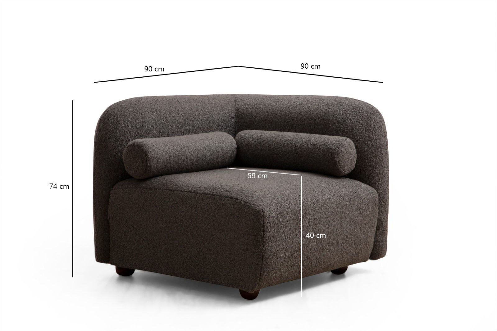 Fotoliu, Atelier Del Sofa, lemn de fag si placi aglomerate, gri inchis, 90x90x74 cm — imaginea 4