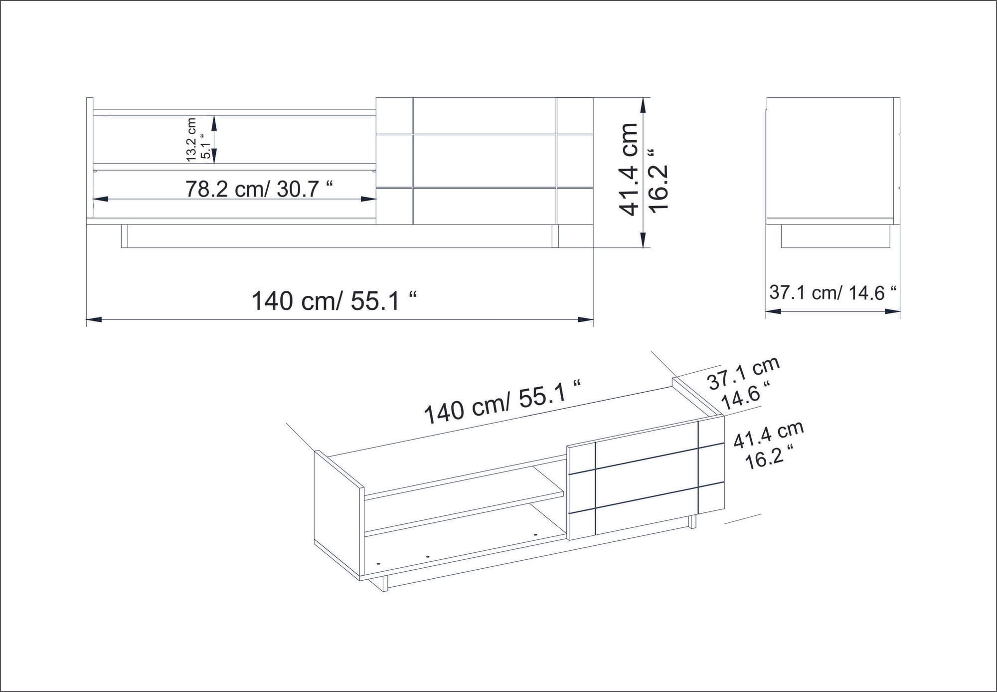Comoda tv, Hanah Home, pal melaminat, nuc, 140x41,4x37,1 cm — imaginea 2