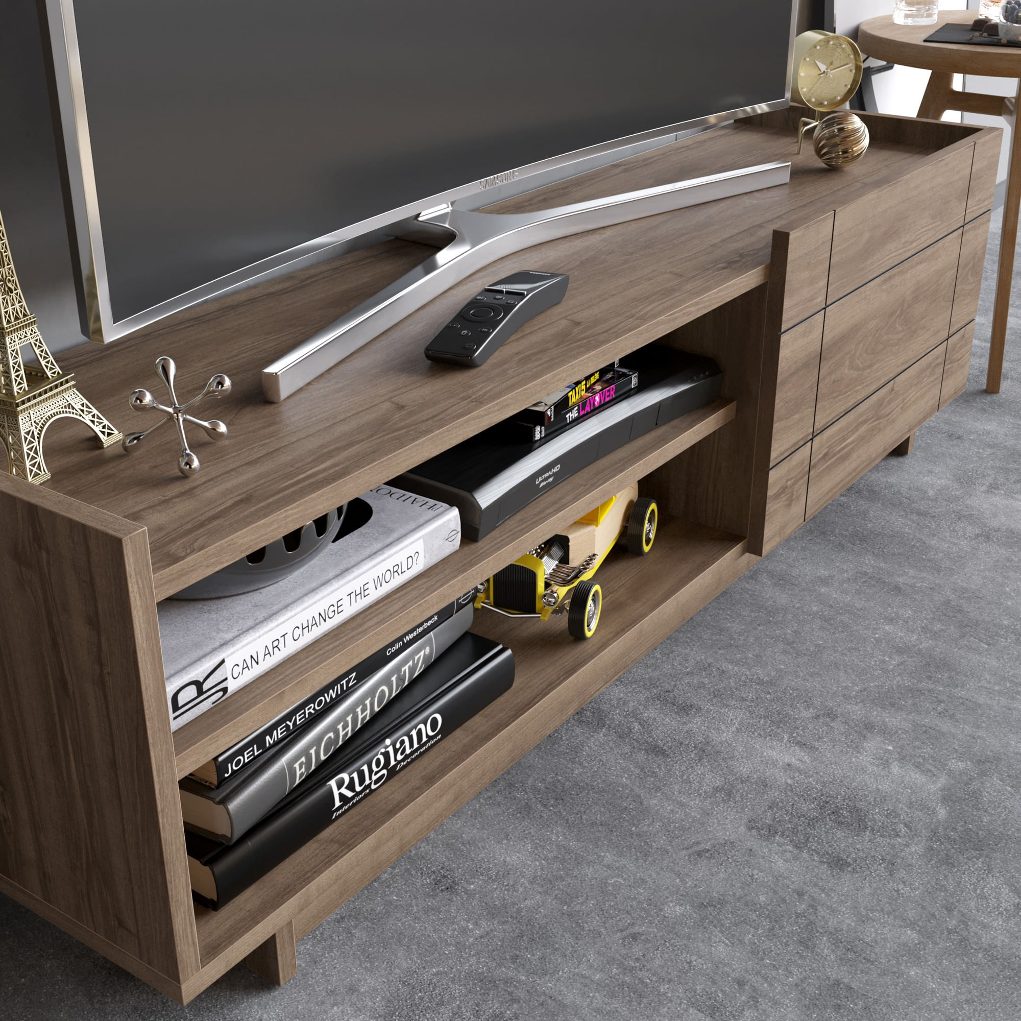 Comoda tv, Hanah Home, pal melaminat, nuc, 140x41,4x37,1 cm — imaginea 3