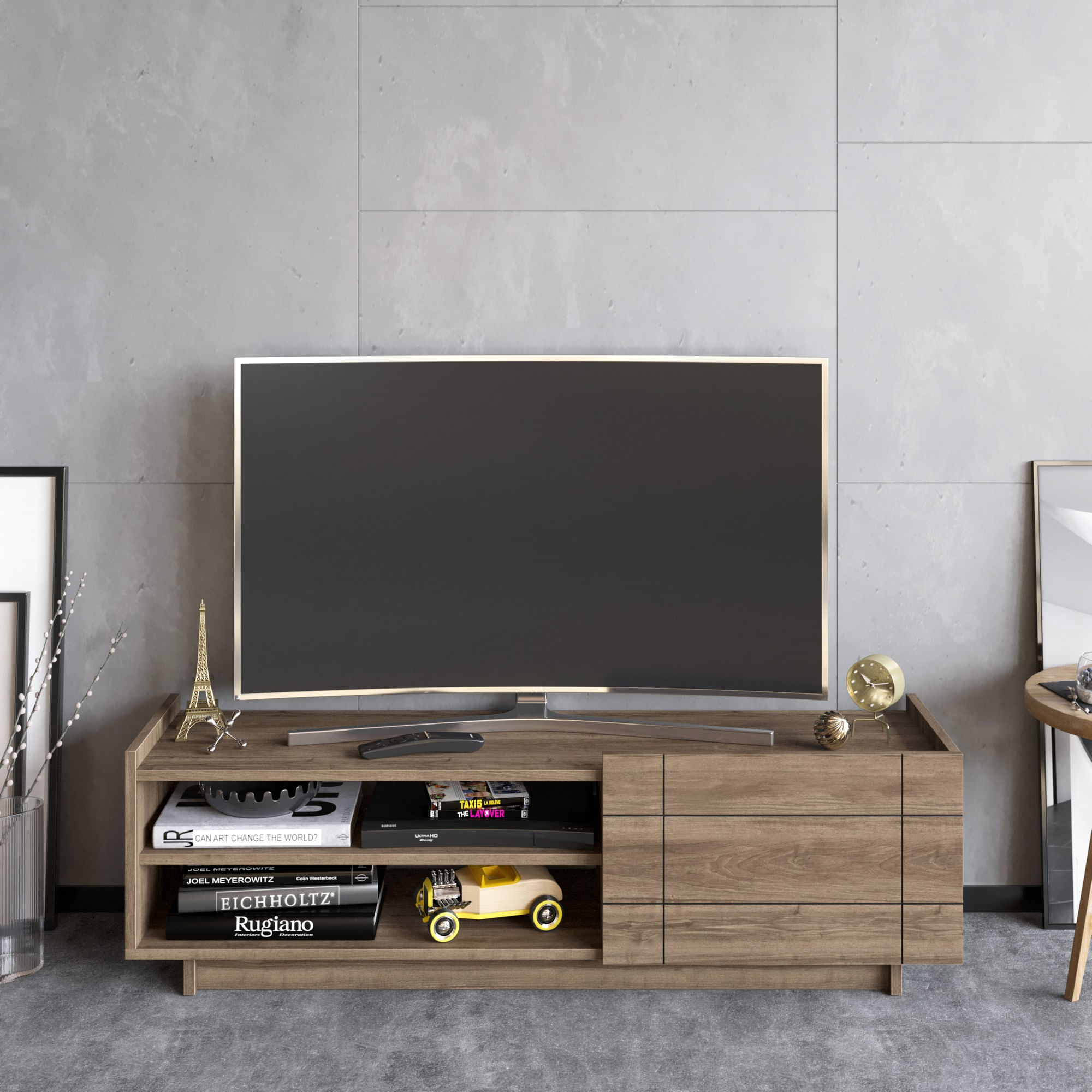 Comoda tv, Hanah Home, pal melaminat, nuc, 140x41,4x37,1 cm — imaginea 4