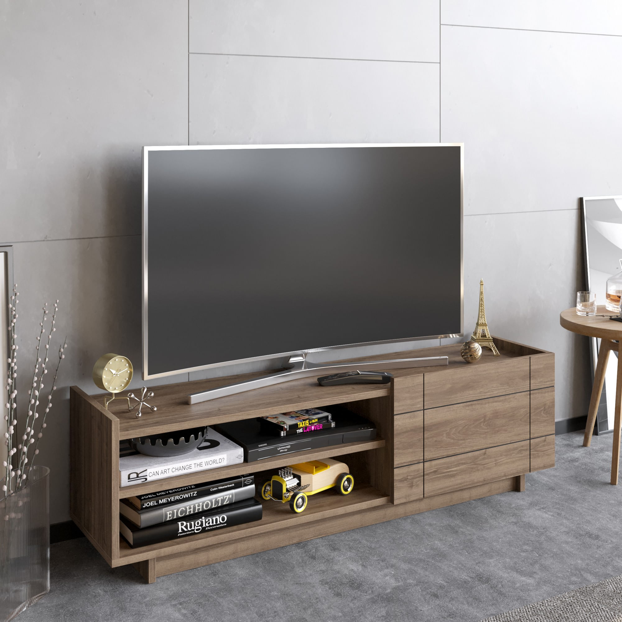 Comoda tv, Hanah Home, pal melaminat, nuc, 140x41,4x37,1 cm — imaginea 5