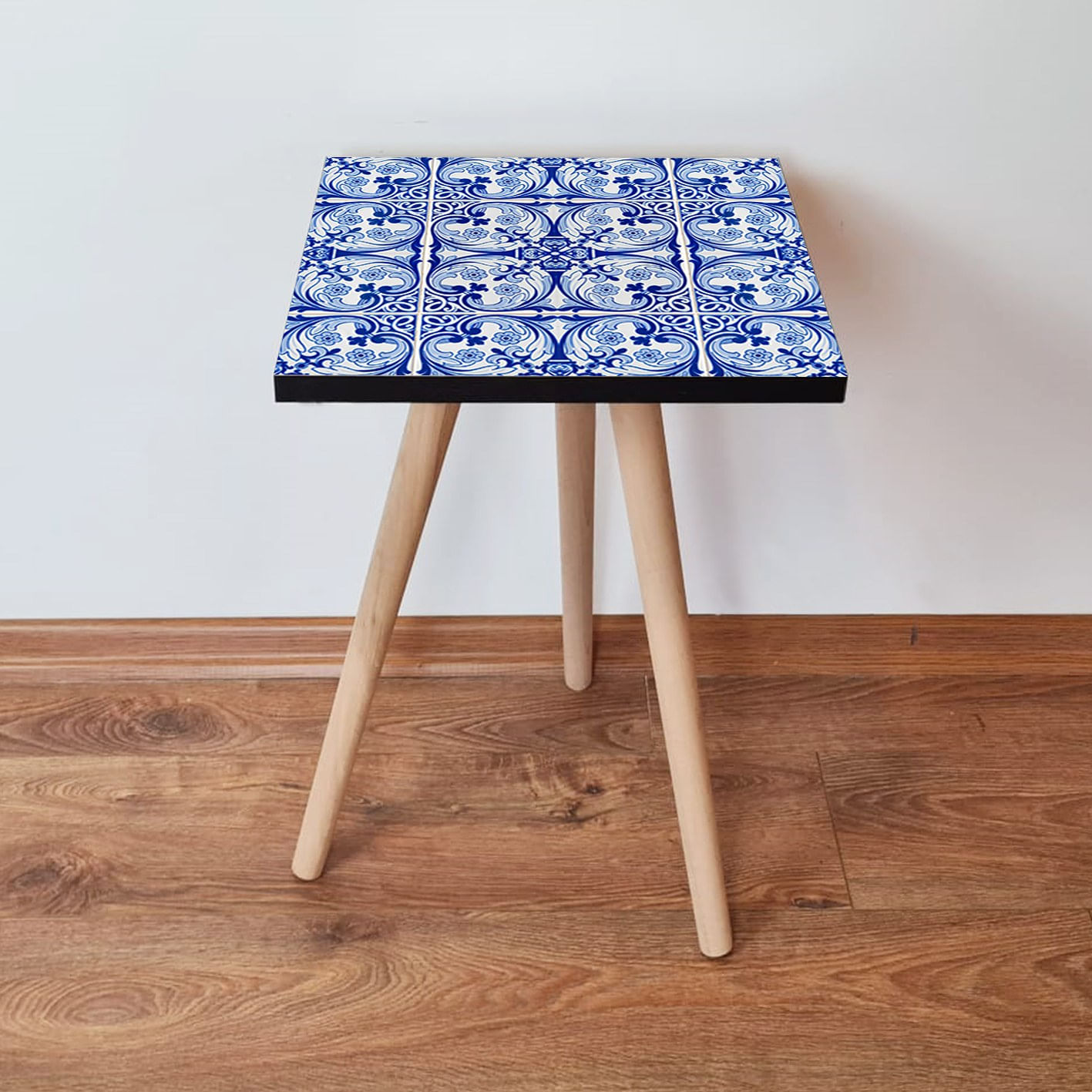 Masuta laterala, Hanah Home, mdf, alb si albastru marin, 35x35x42 cm, 481LNA2123