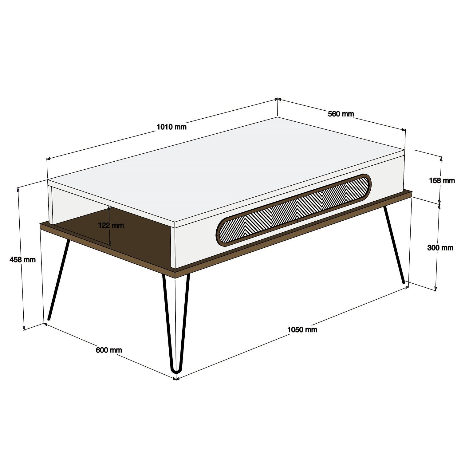 Masuta de cafea, Hanah Home, panou de particule cu melamina, stejar, 105x56x45.8 cm — imaginea 2