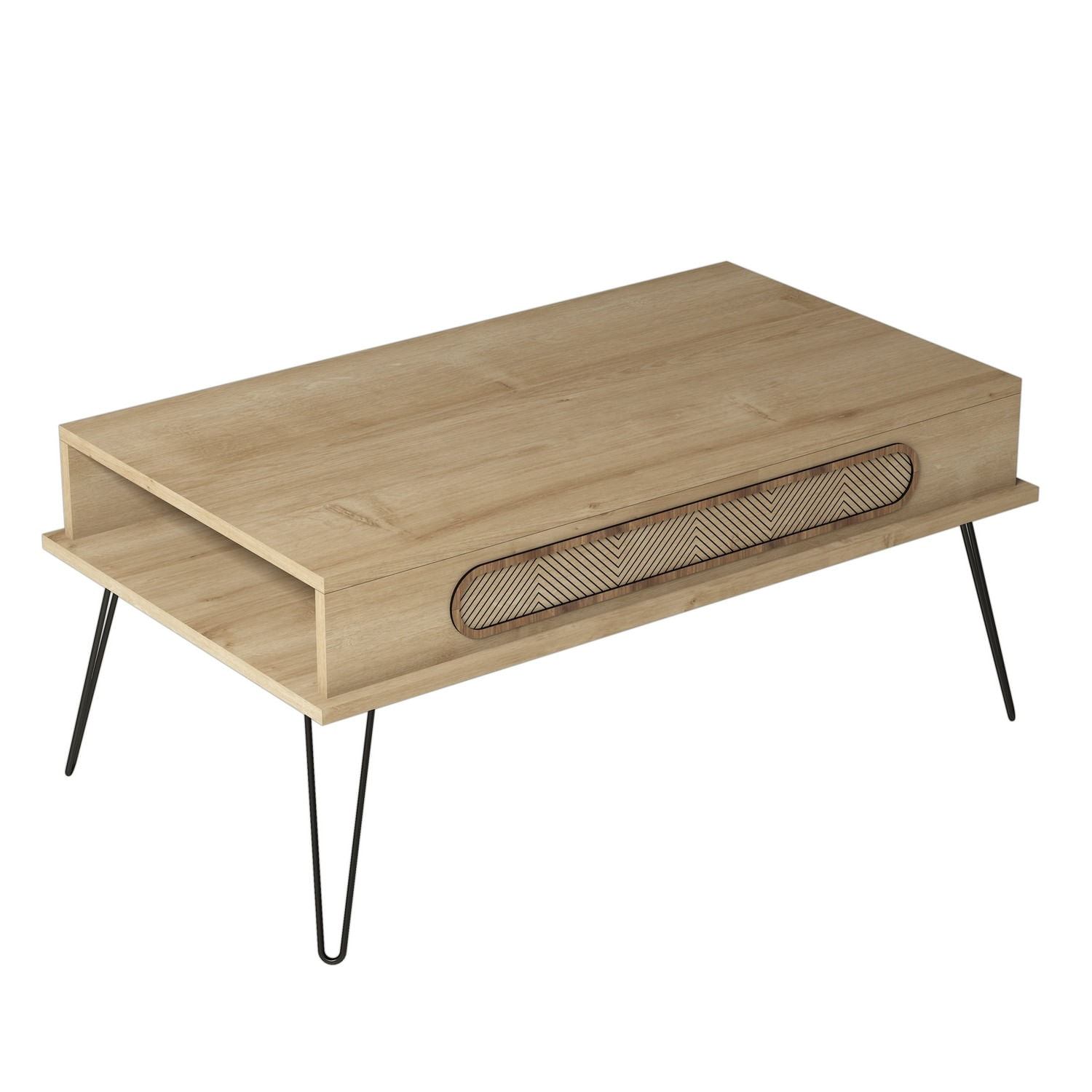 Masuta de cafea, Hanah Home, panou de particule cu melamina, stejar, 105x56x45.8 cm — imaginea 3