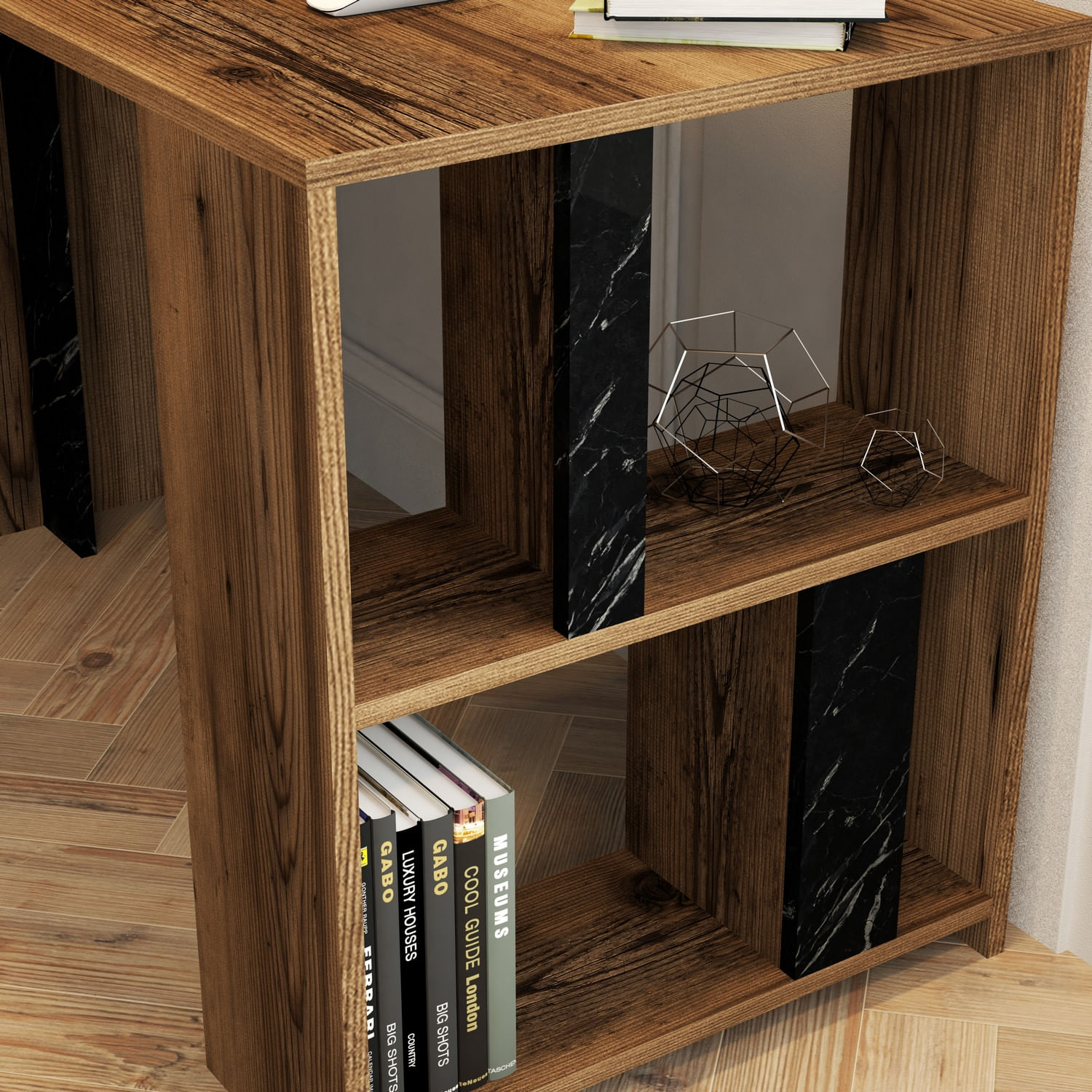 Birou, Hanah Home, pal melaminat, nuc si negru, 120x60x75.4 cm — imaginea 4