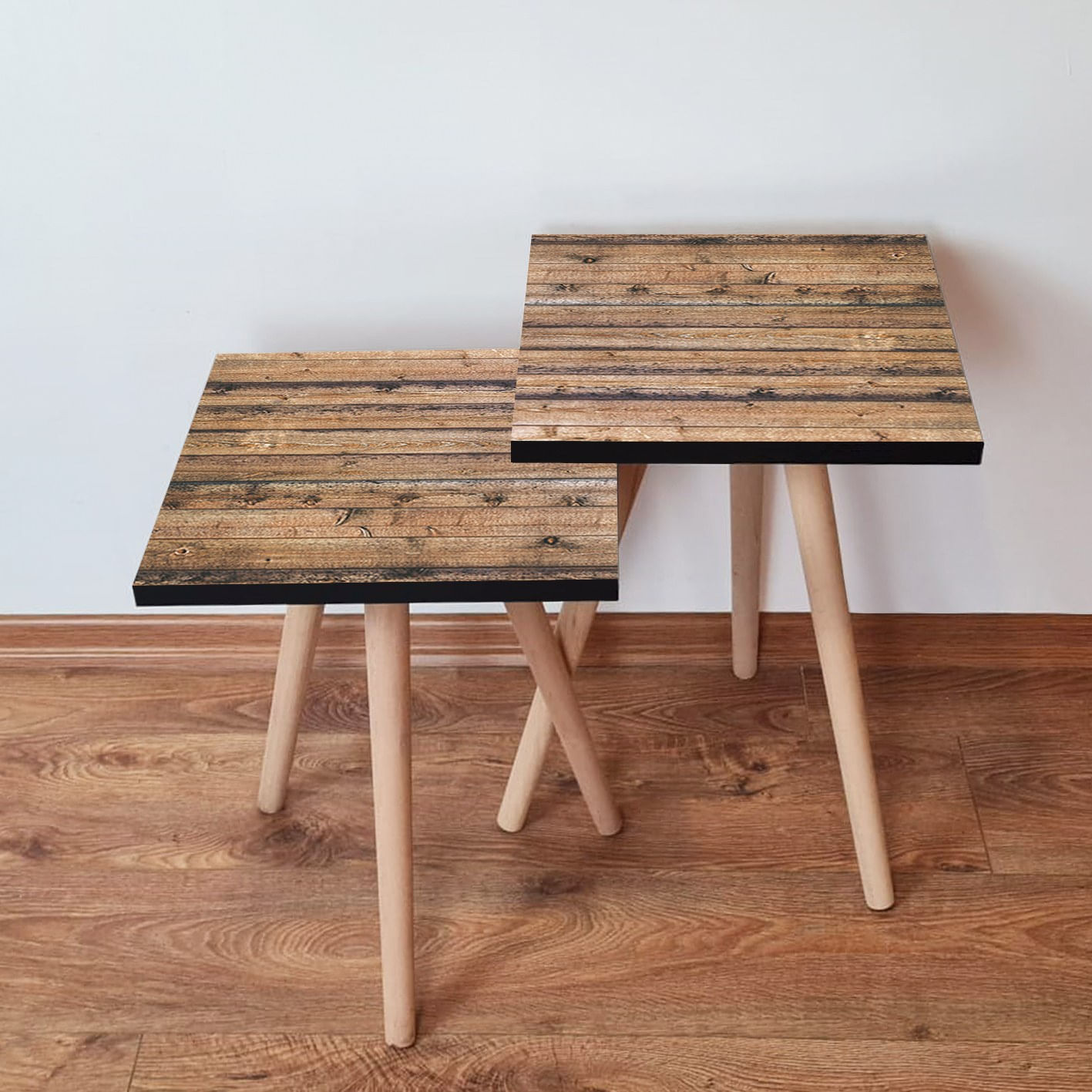 Set masute de cafea, Hanah Home, mdf, maro, 35x35x47 cm, 2 piese, 481LNA2587