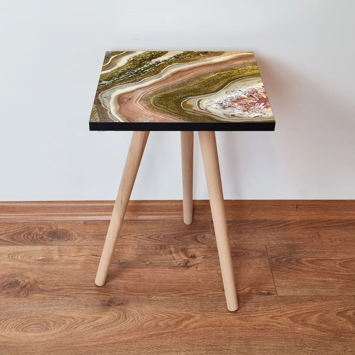 Masuta laterala, Hanah Home, mdf, auriu maro somon alb, 35x35x42 cm