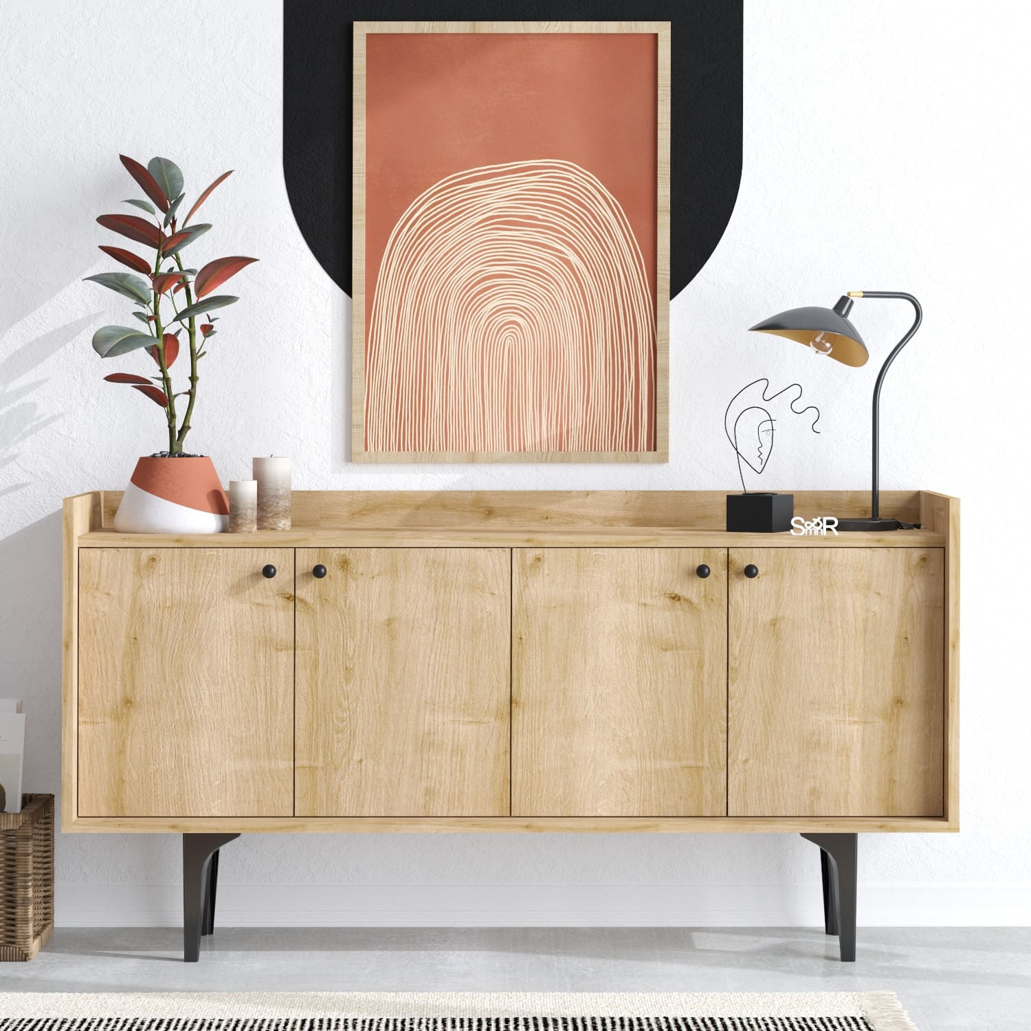 Consola, Hanah Home, pal melaminat, stejar safir, 150x40x80 cm, 393MRD1235 — imaginea 2