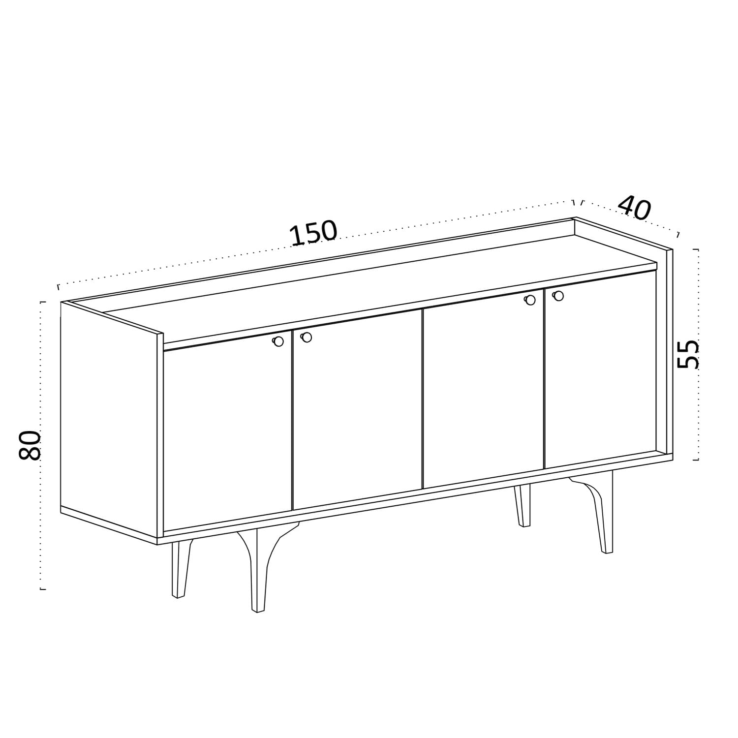 Consola, Hanah Home, pal melaminat, stejar safir, 150x40x80 cm, 393MRD1235 — imaginea 5