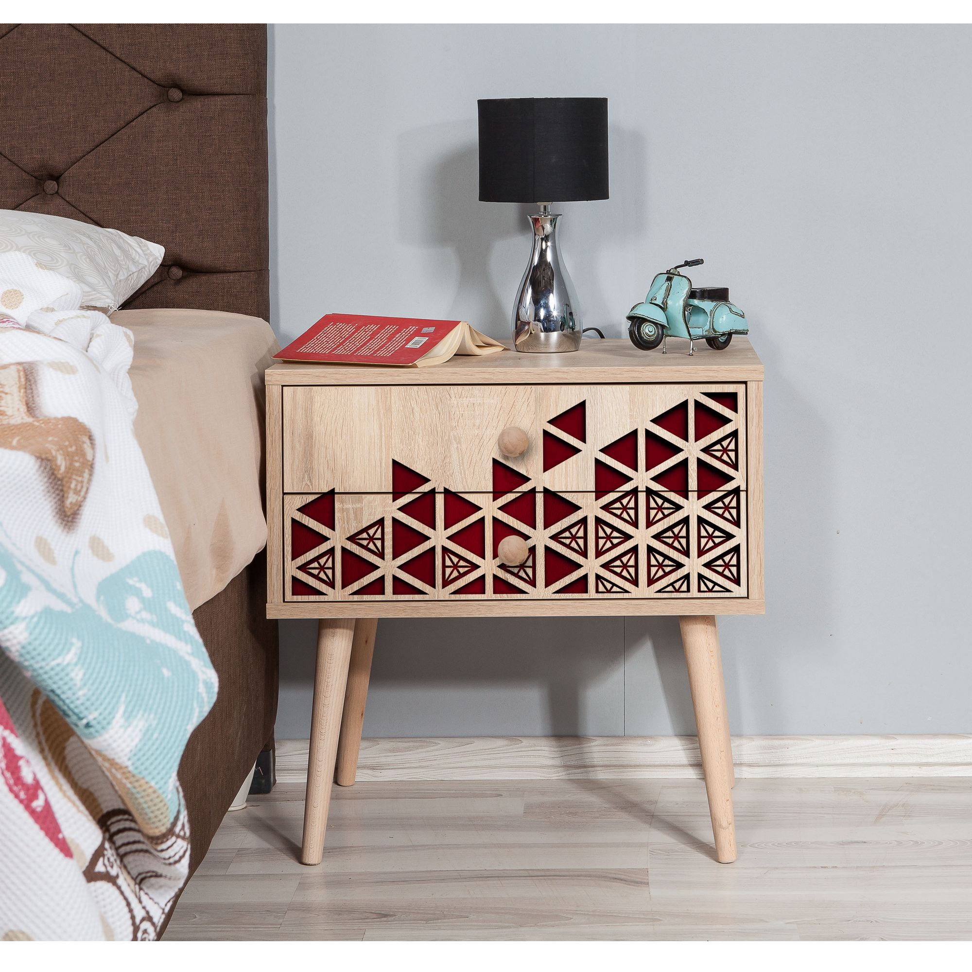Noptiera, Hanah Home, pal melaminat, stejar sonoma, 60x40x61 cm, 869VEL3509 — imaginea 2