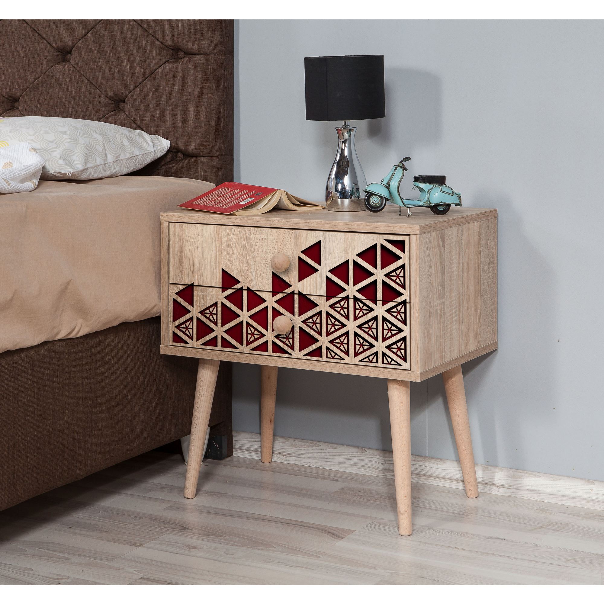 Noptiera, Hanah Home, pal melaminat, stejar sonoma, 60x40x61 cm, 869VEL3509 — imaginea 5