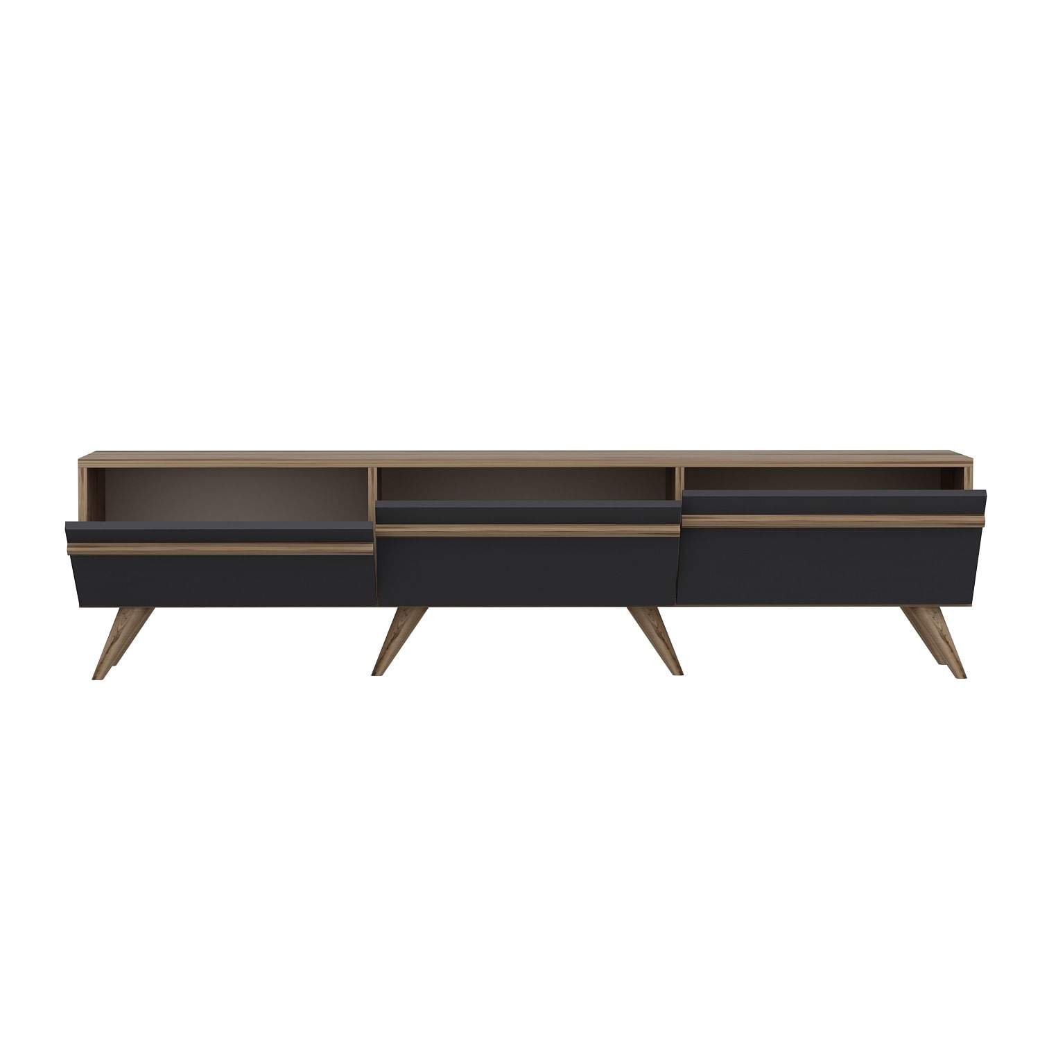 Comoda tv, Hanah Home, pal melaminat, antracit, 180x42x35 cm