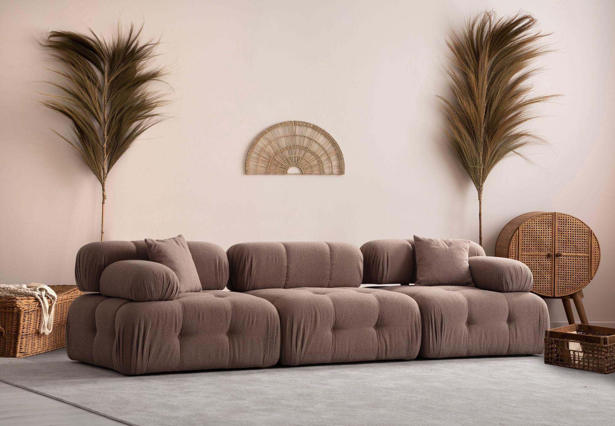 Canapea 3 locuri, Hanah Home, lemn fag, cappuccino, 300x100x80 cm — imaginea 8